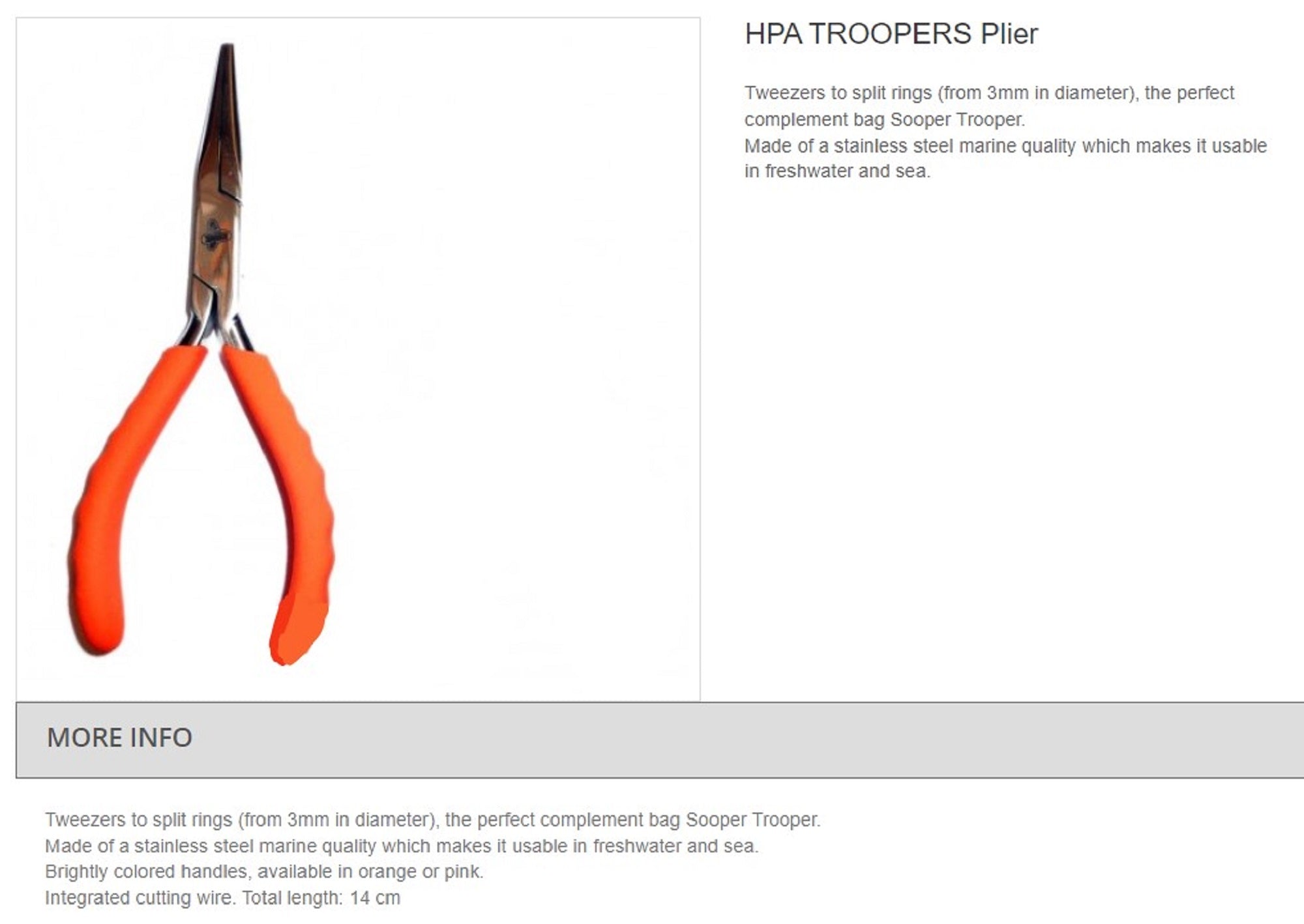 HPA Pliers Split Ring Trooper Pliers Size 2-5 Rings Orange (0186)