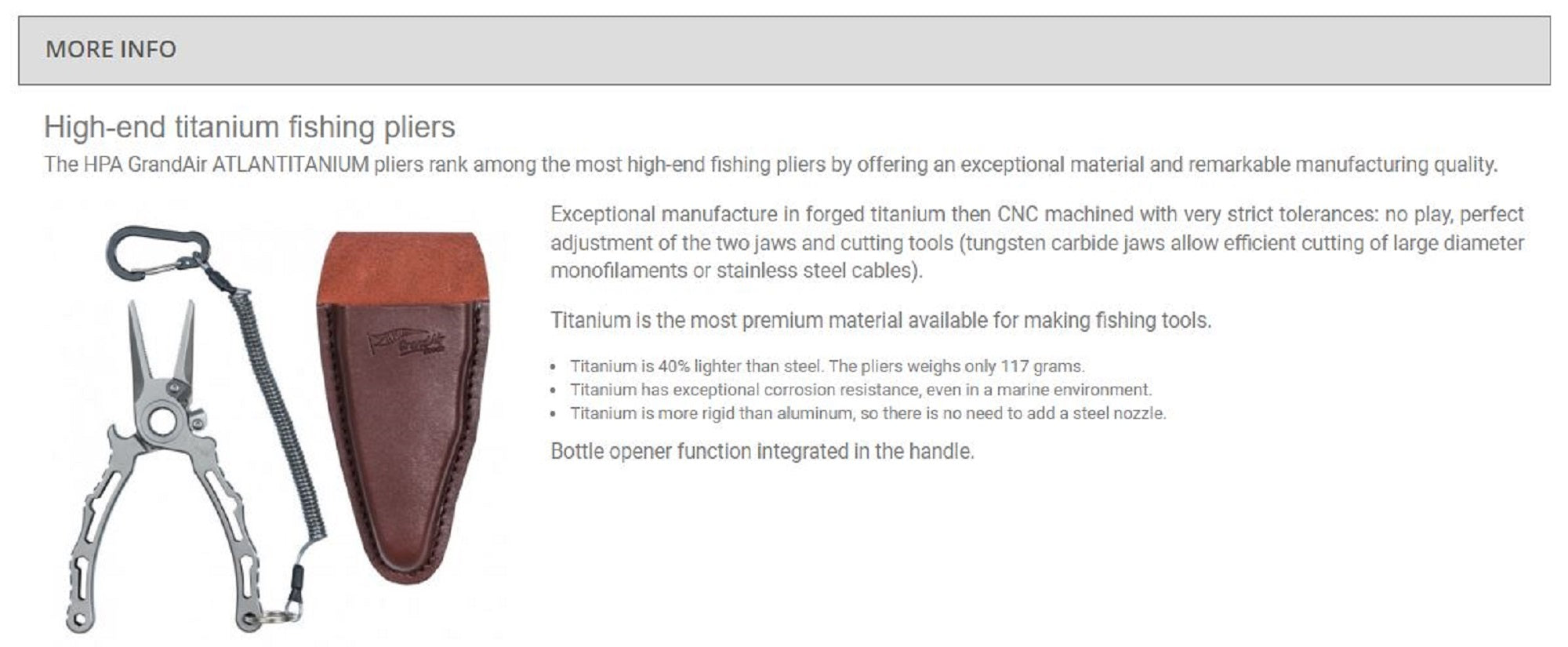 HPA Titanium Fishing Pliers Grand Air 165mm (0195)