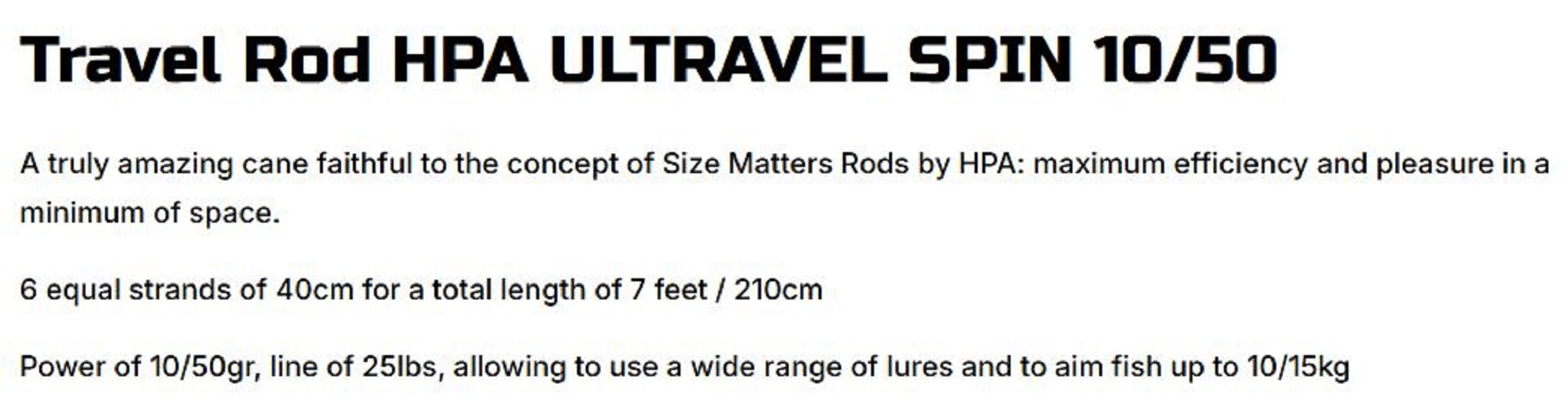 HPA Rod Spinning ULTravel Spin 10/50 Travel rod (0550)