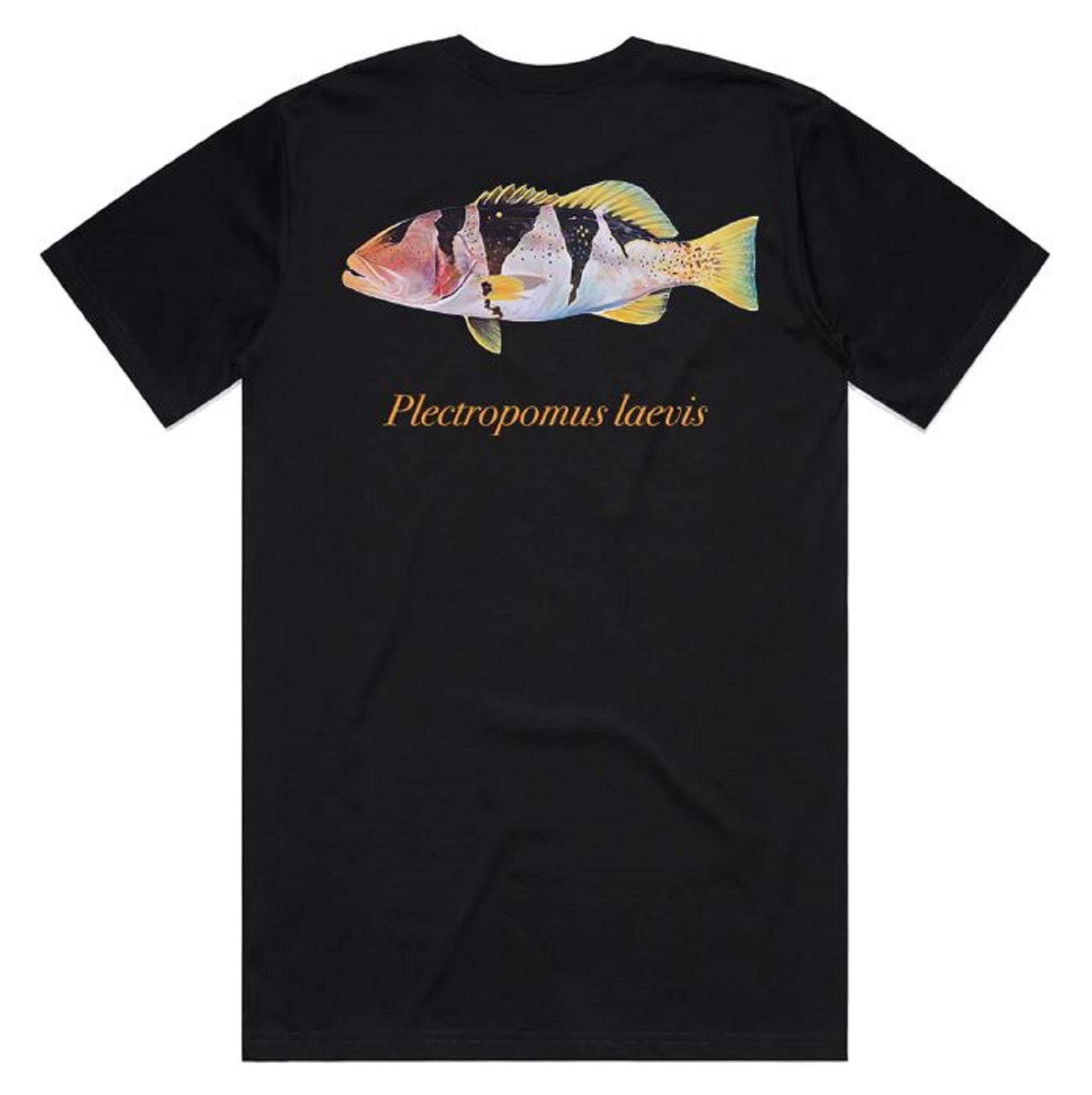 Reef Lagoon T-Shirt Footballer Coral Trout Size L Black (0914)