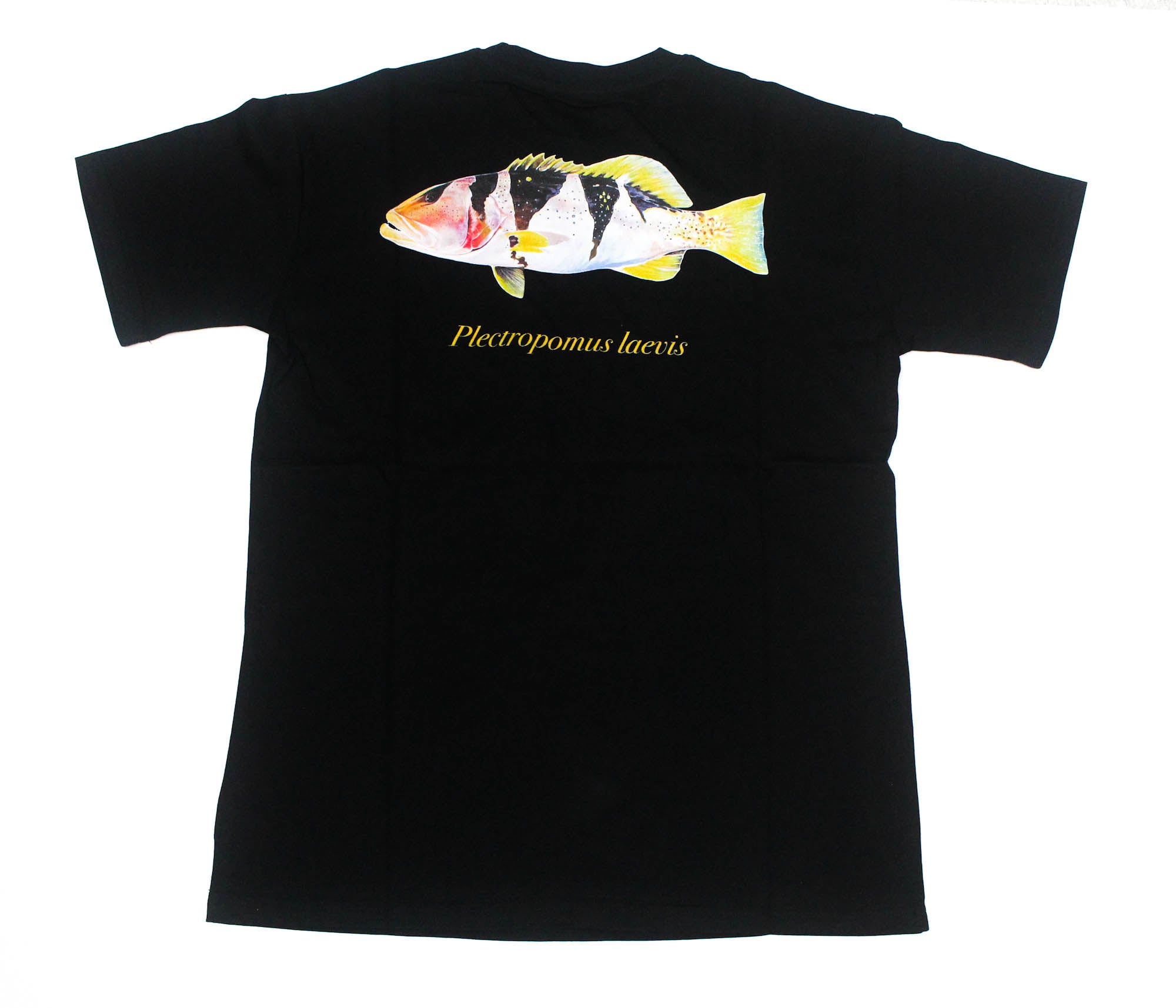 Reef Lagoon T-Shirt Footballer Coral Trout Size XL Black (0915)