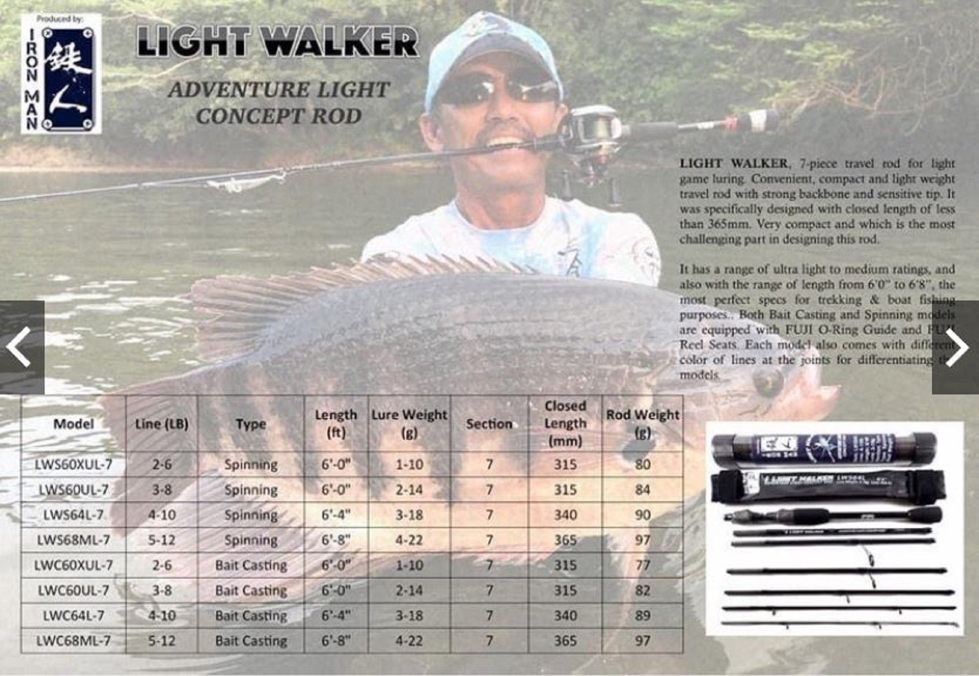 Iron Man Spinning Rod Light Walker LWS60XUL-7 (2020)