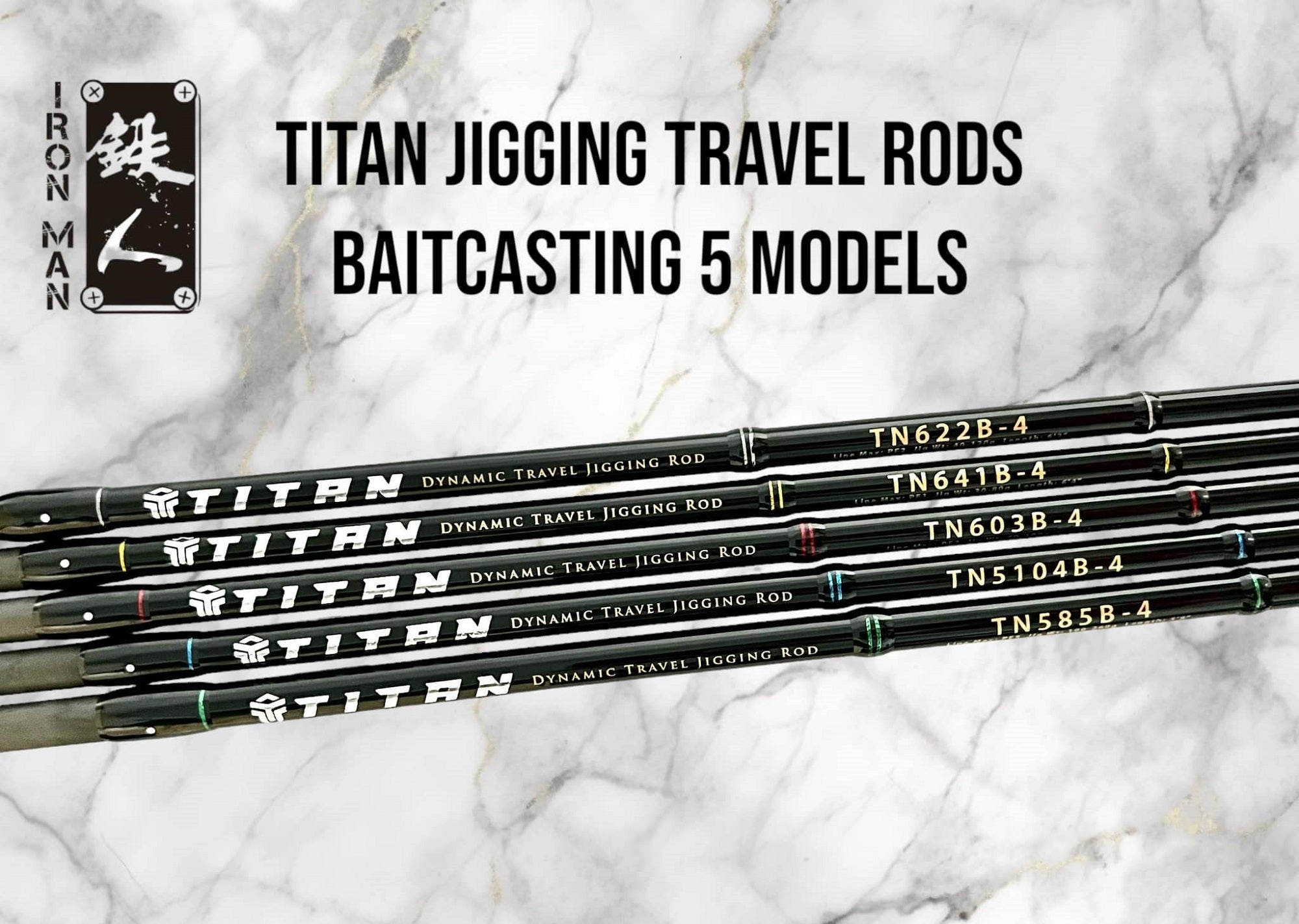Iron Man Baitcast Rod Titan Jigging TN622B-4 Piece Travel Rod (2044)