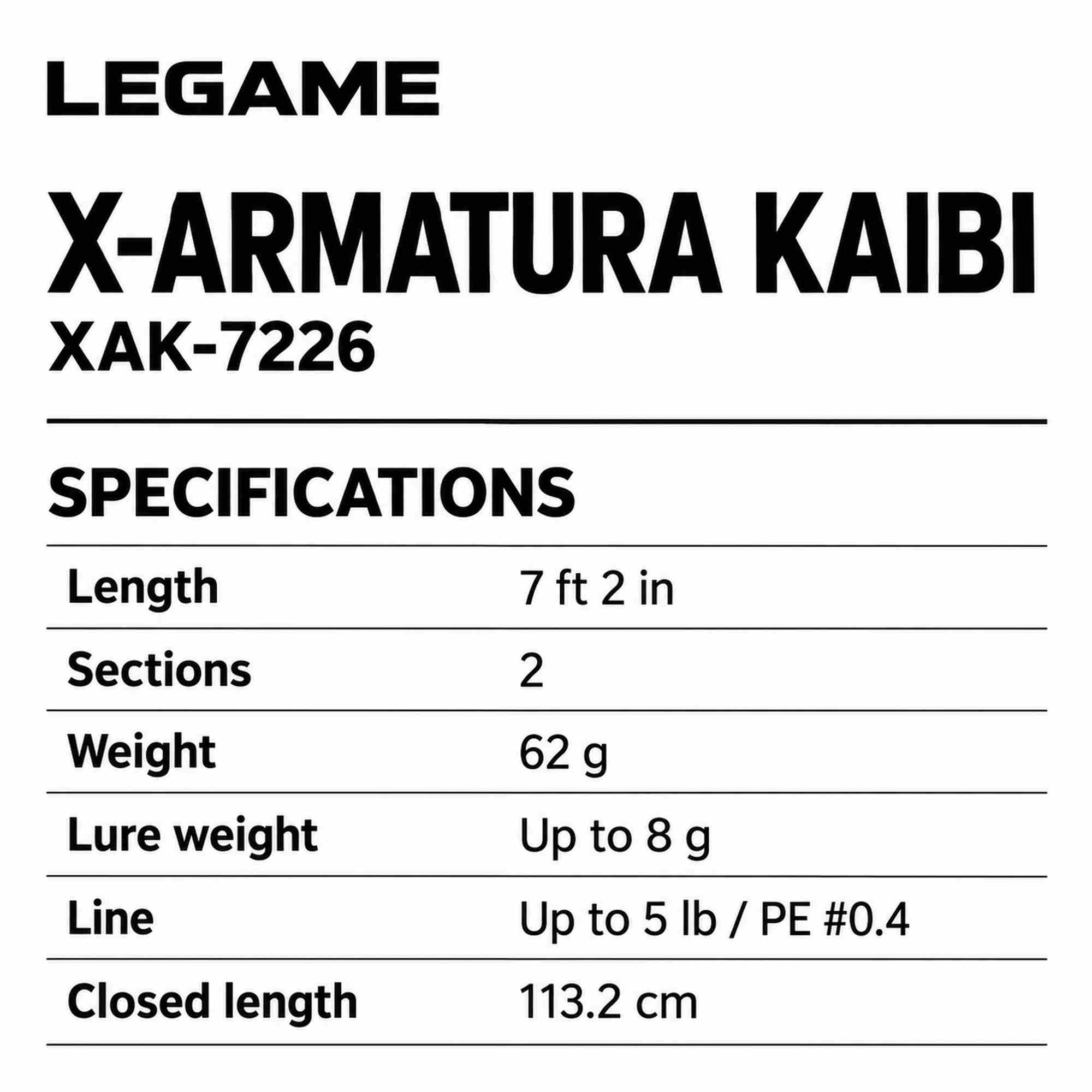 Le Game Rod Spinning X-Armatura XAK-7226 Light Game Kaibi (6999)