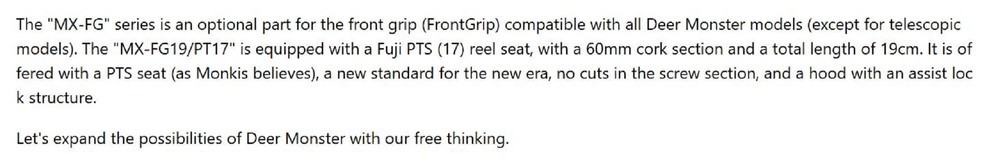 Monster Kiss Rod Part Front Grip MX-FG19/PT17 19cm Fit All Model (8004)