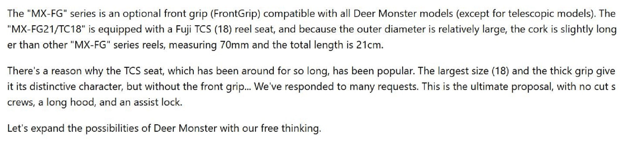 Monster Kiss Rod Part Front Grip MX-FG21/TC18 21cm Fit All Model (8007)