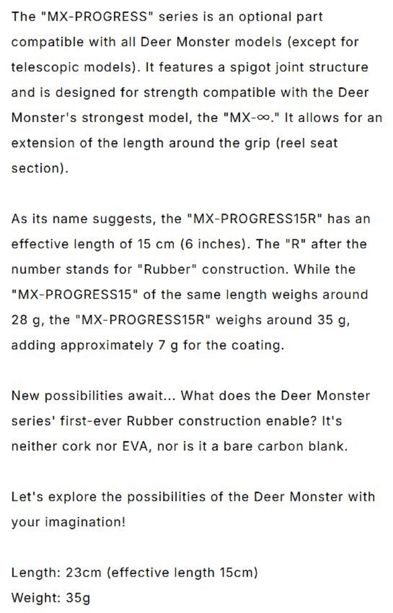 Monster Kiss Rod Part Rear Seat MX-Progress 15R 23cm for MX-Infinity (8010)