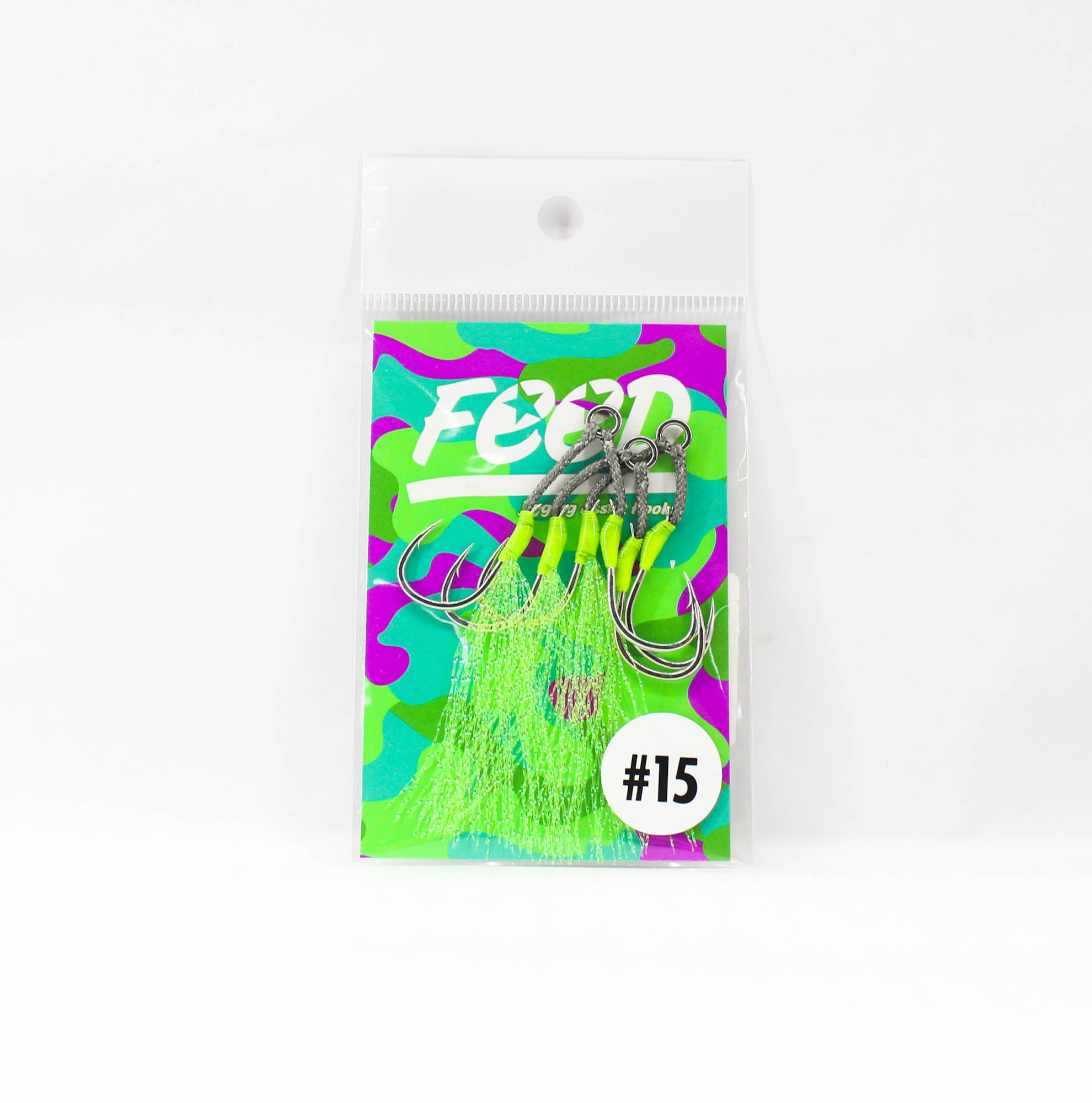 Feed HM Assist Hook Twin SMP Size 15 3 set Green (2140)