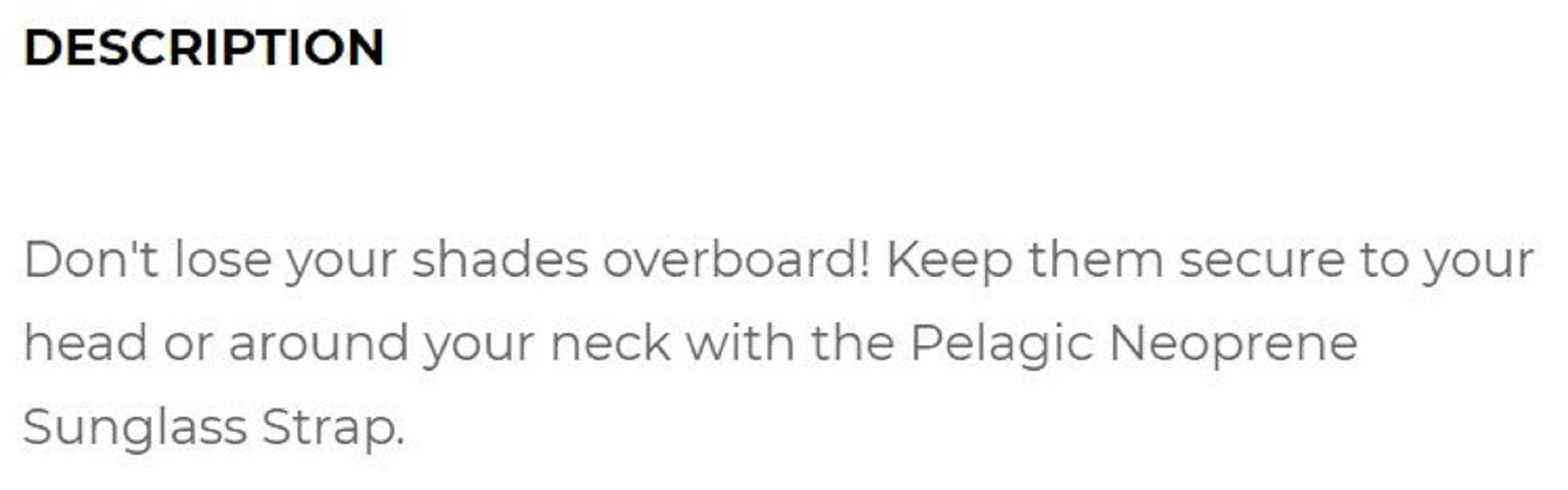 Pelagic 1531 Sunglass Strap Neoprene Black BLK Size (0729)