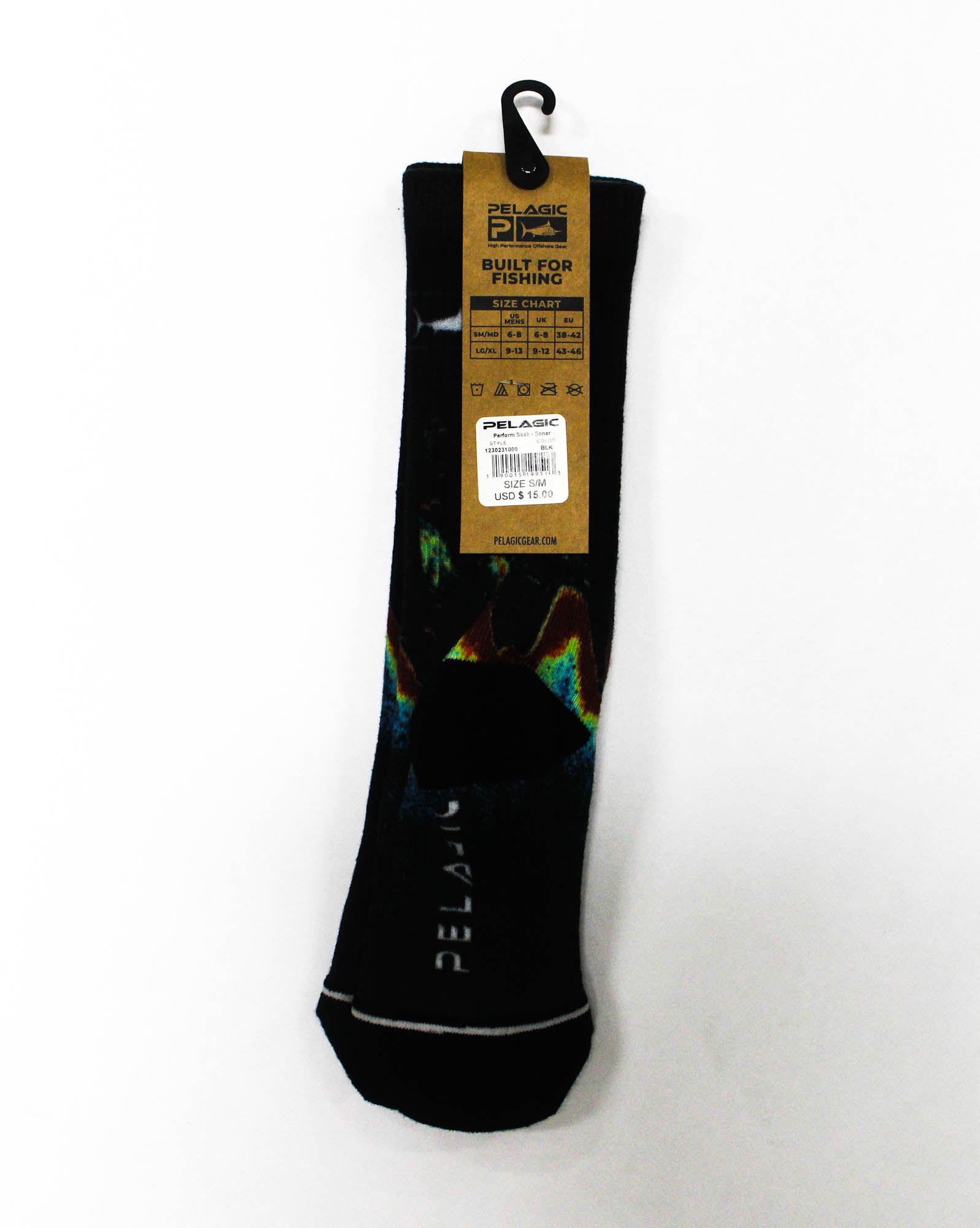 Pelagic 1230 Sock Perform Sock Sonar Black BLK Size Free (9513)
