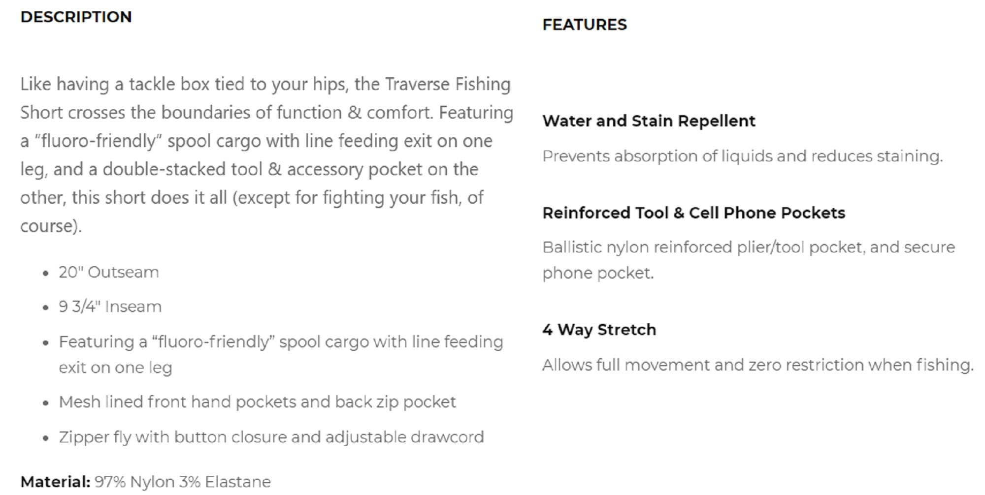 Pelagic 1002 Shorts Hybrid 20 Inches Traverse TUR Size 32 (6471)