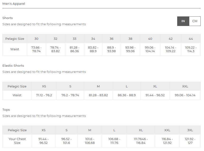 Pelagic 1002 Shorts Hybrid 20 Inches Mako BLK Size 30 (3219)