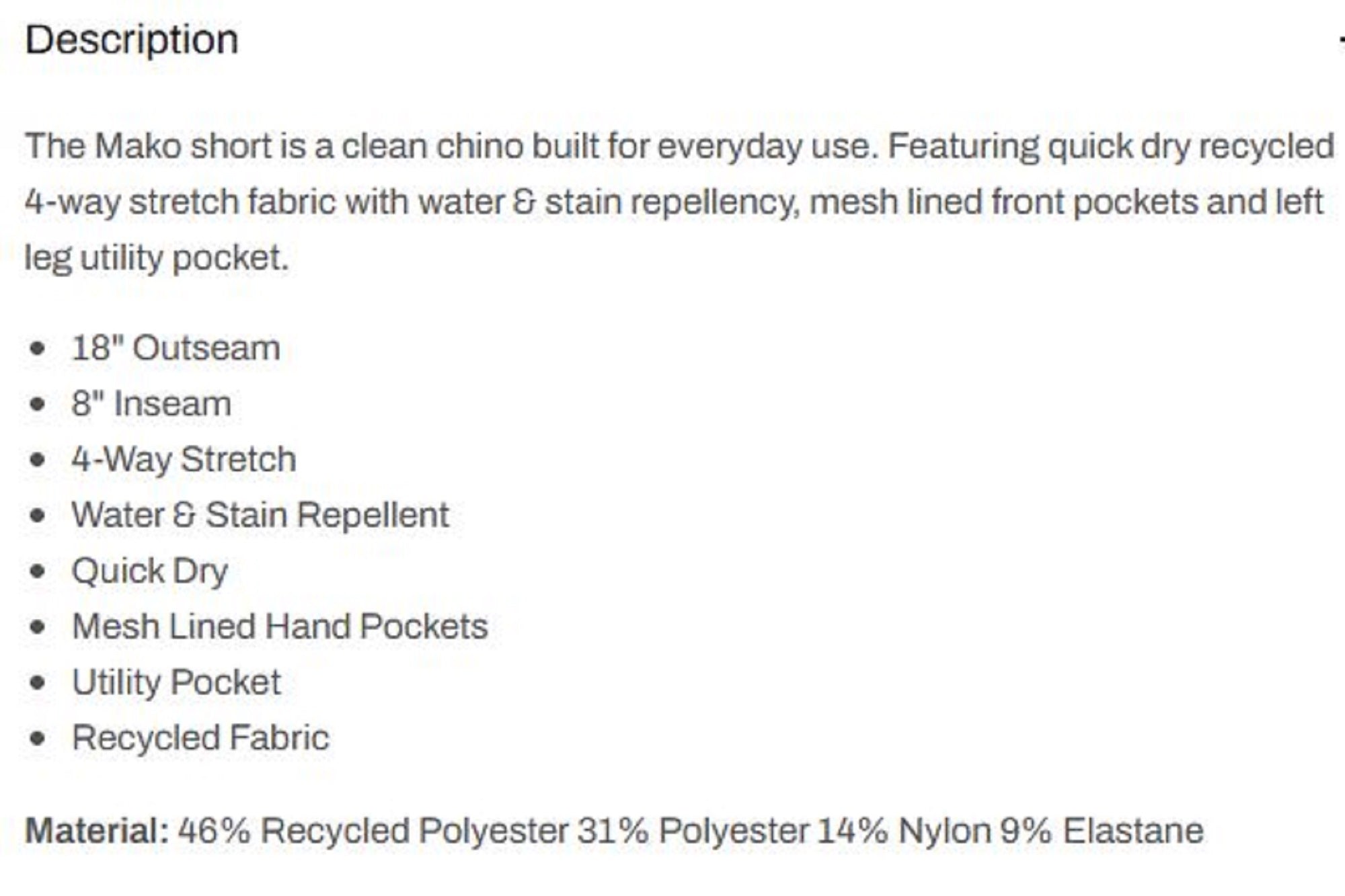 Pelagic 1002 Shorts Hybrid 18 Inches Mako BLK Size 36 (0187)