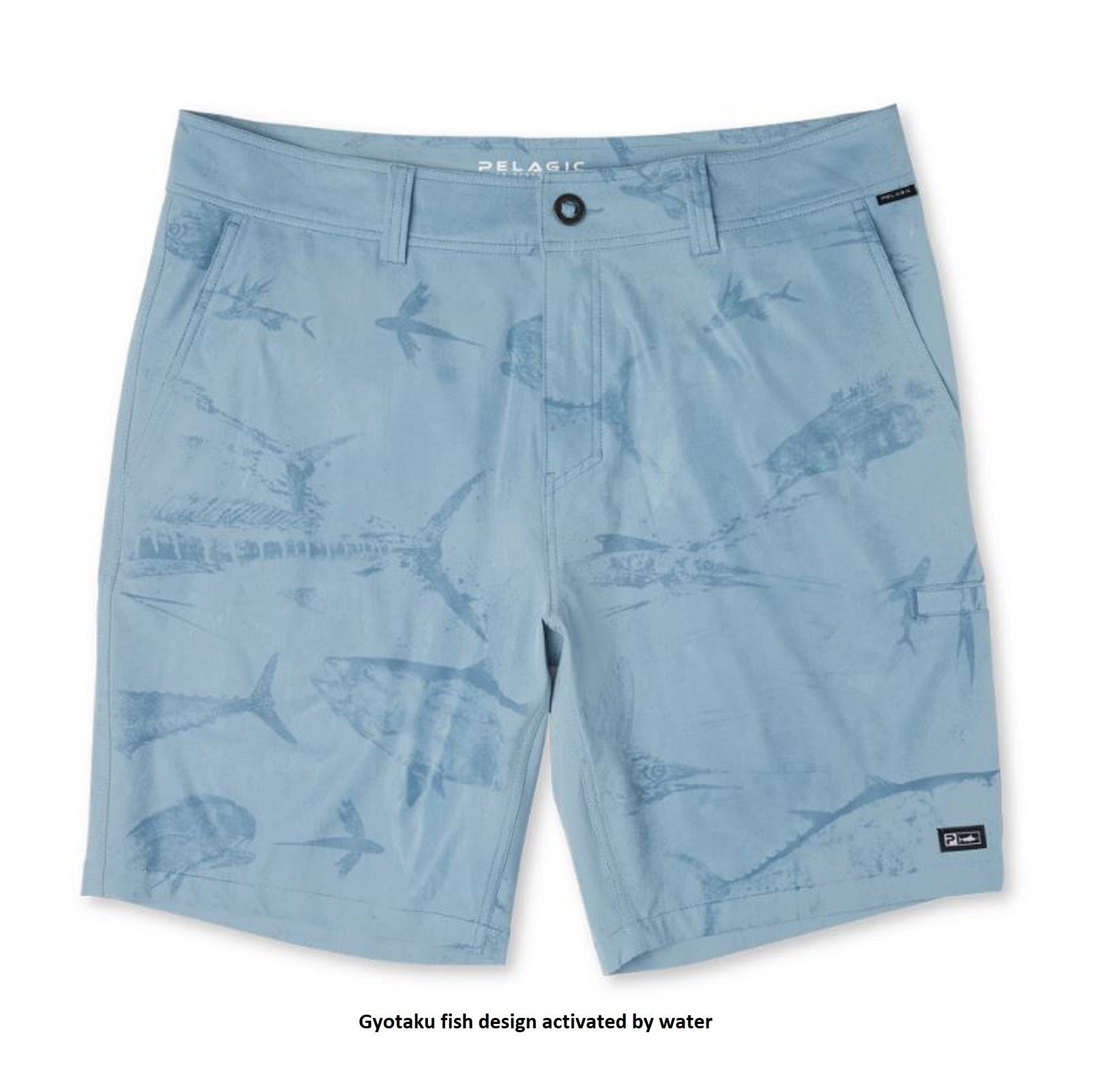 Pelagic 1002 Shorts Hybrid 20 Inches Mako Hydro Gyotaku SLT Size 30 (2639)