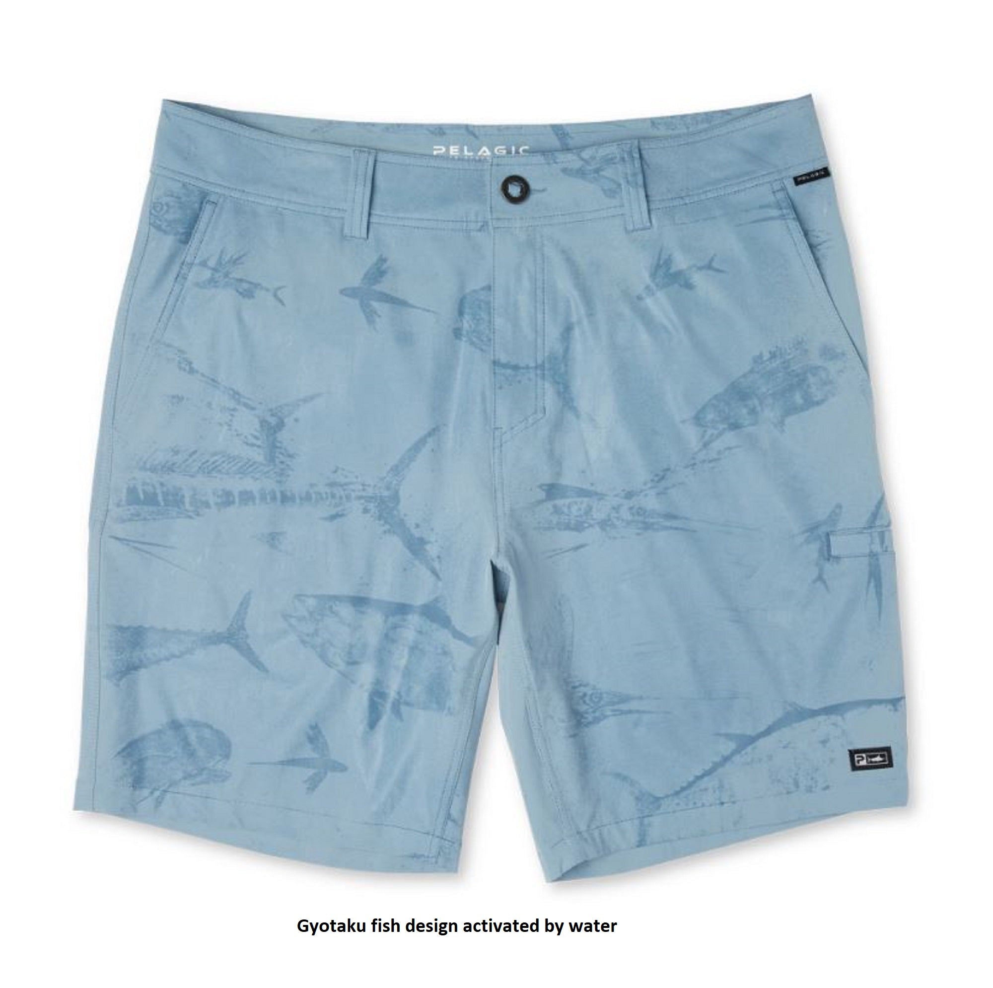 Pelagic 1002 Shorts Hybrid 20 Inches Mako Hydro Gyotaku SLT Size 32 (2646)