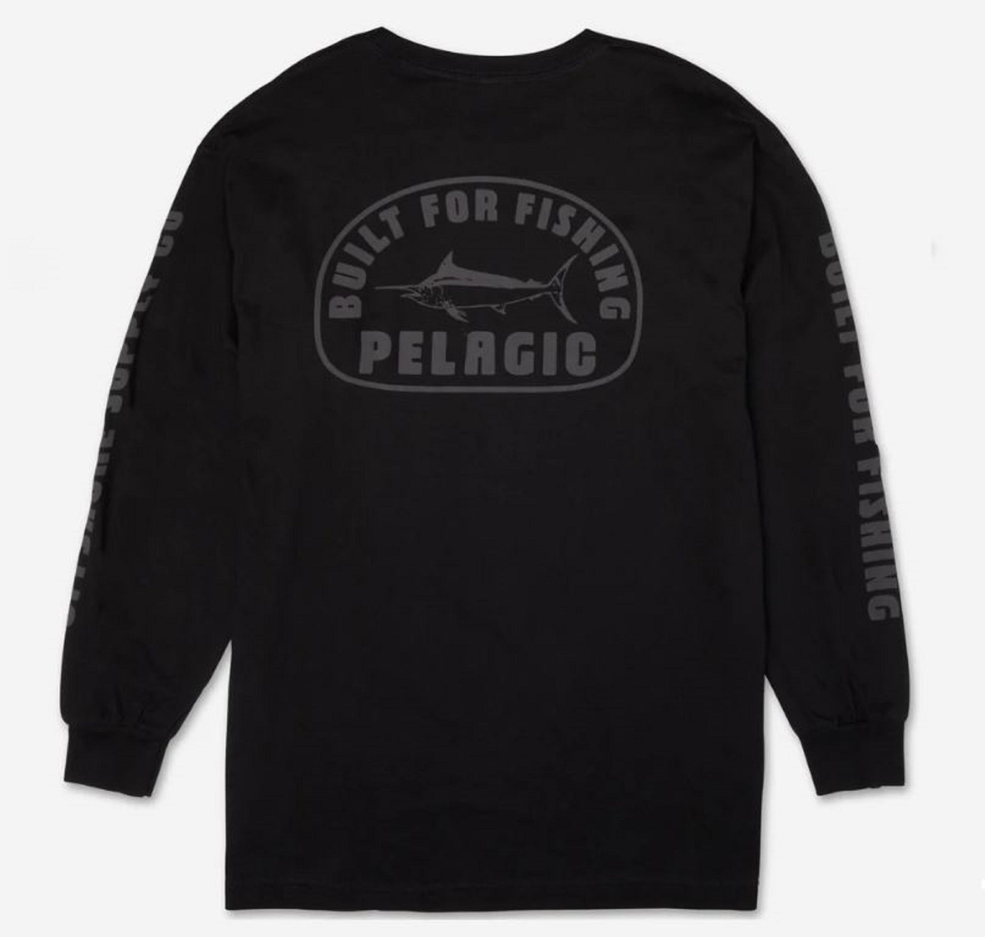 Pelagic 1173 Tee Shirt Long Sleeve Marlin Stamp BLK Size M (0985)