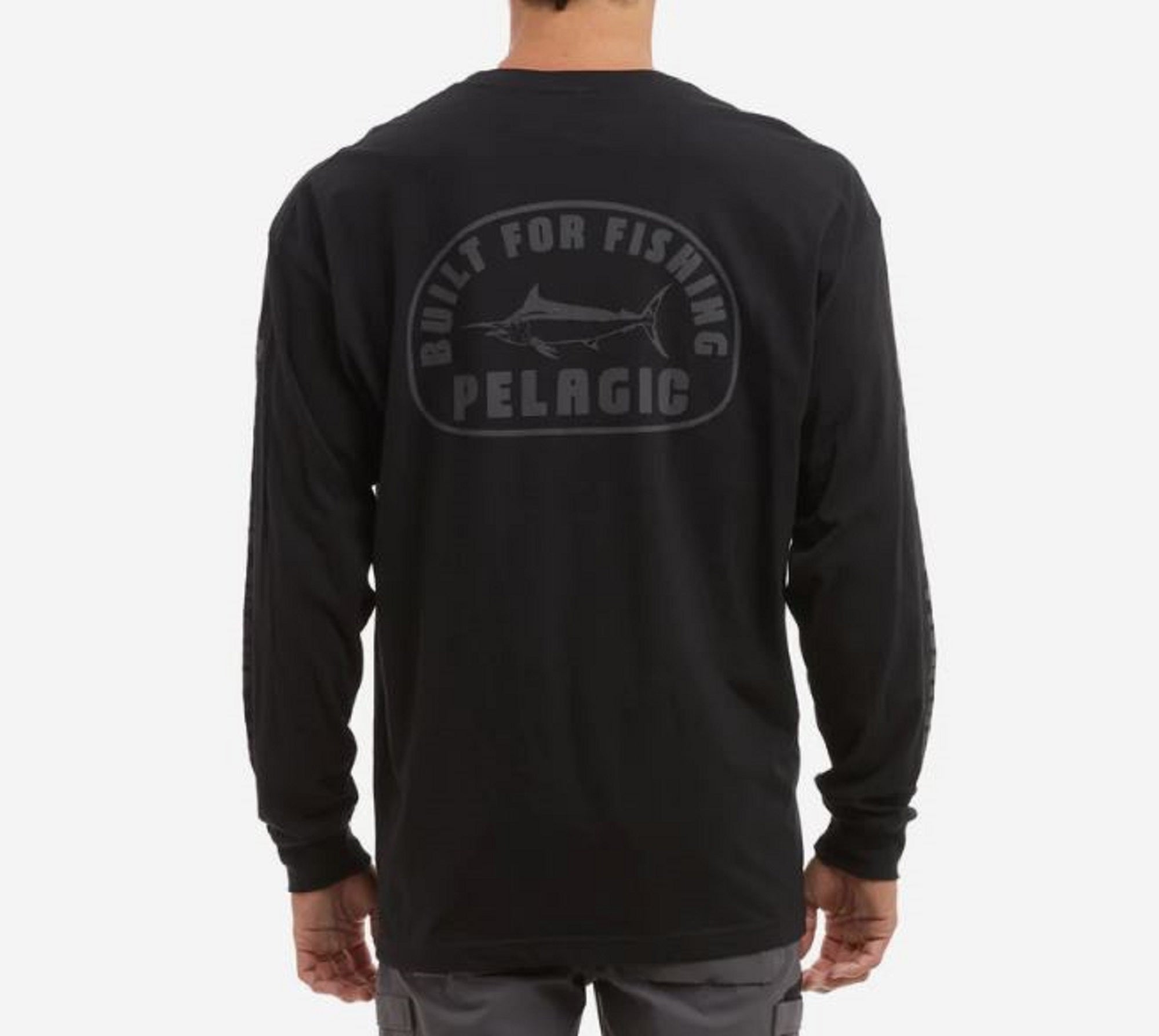 Pelagic 1173 Tee Shirt Long Sleeve Marlin Stamp BLK Size M (0985)