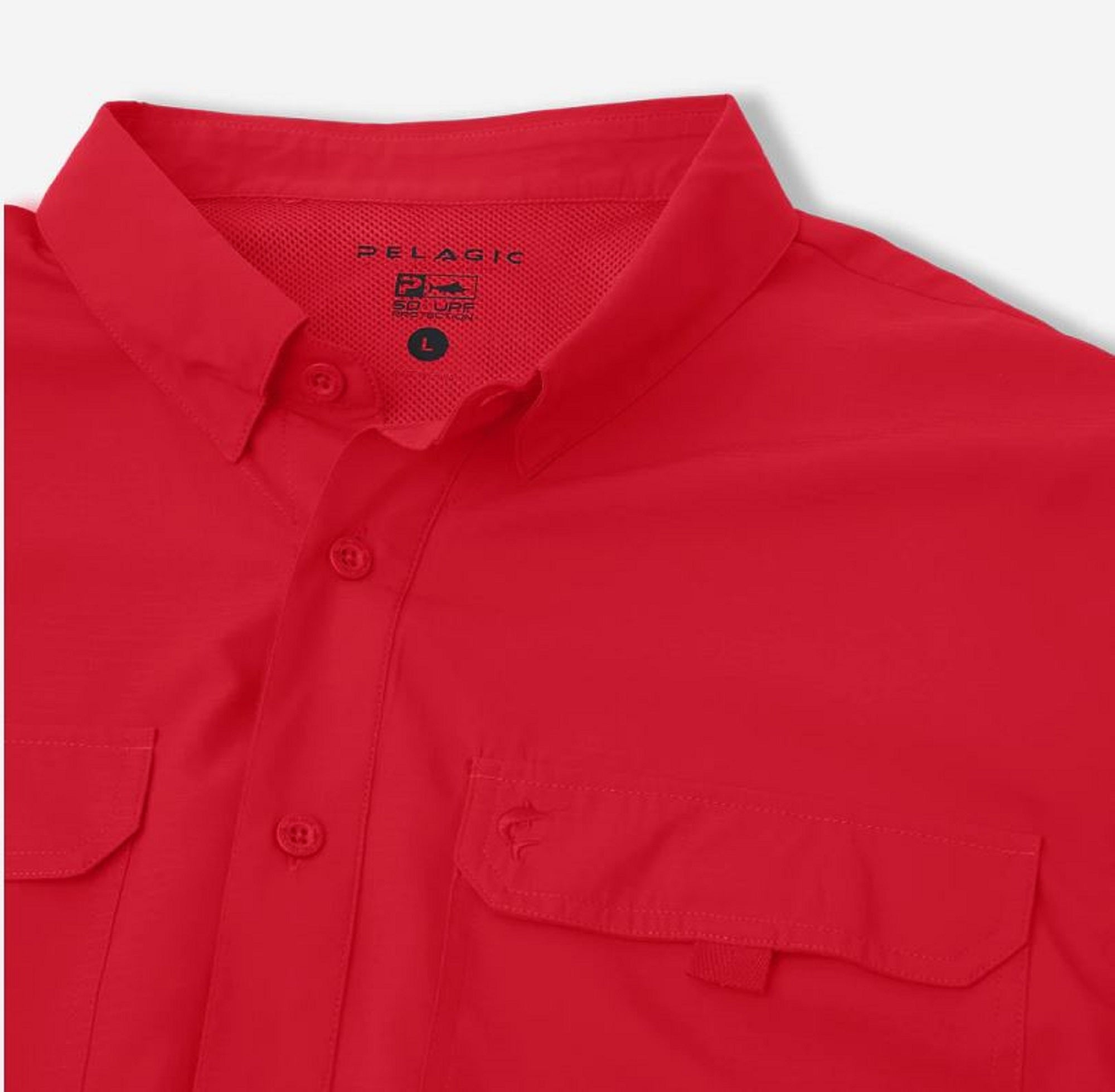 Pelagic 1016 Fishing Shirt Short Sleeve Keys RED Size M (6154)