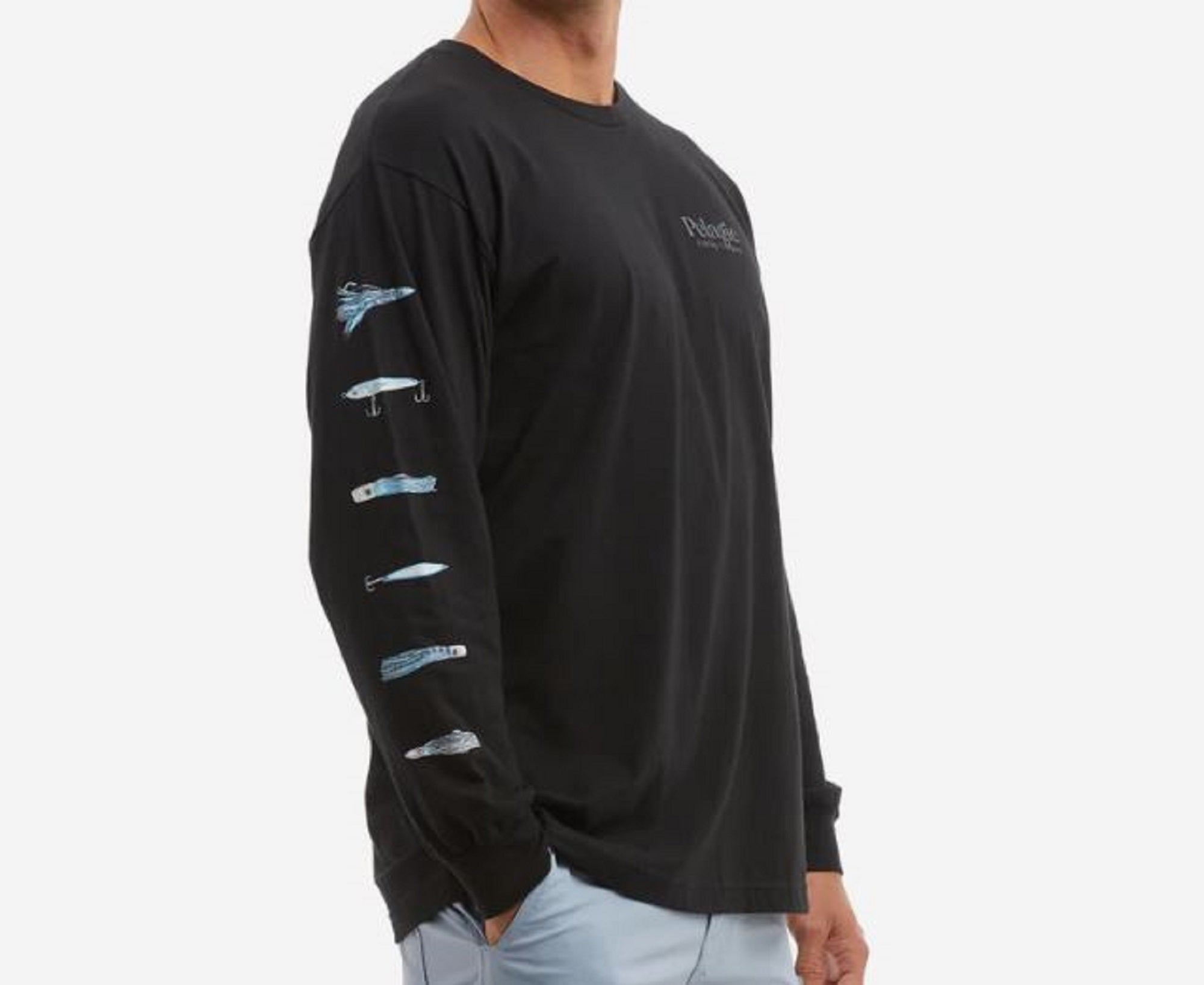 Pelagic 1173 Tee Shirt Long Sleeve Stick Em BLK Size L (7694)