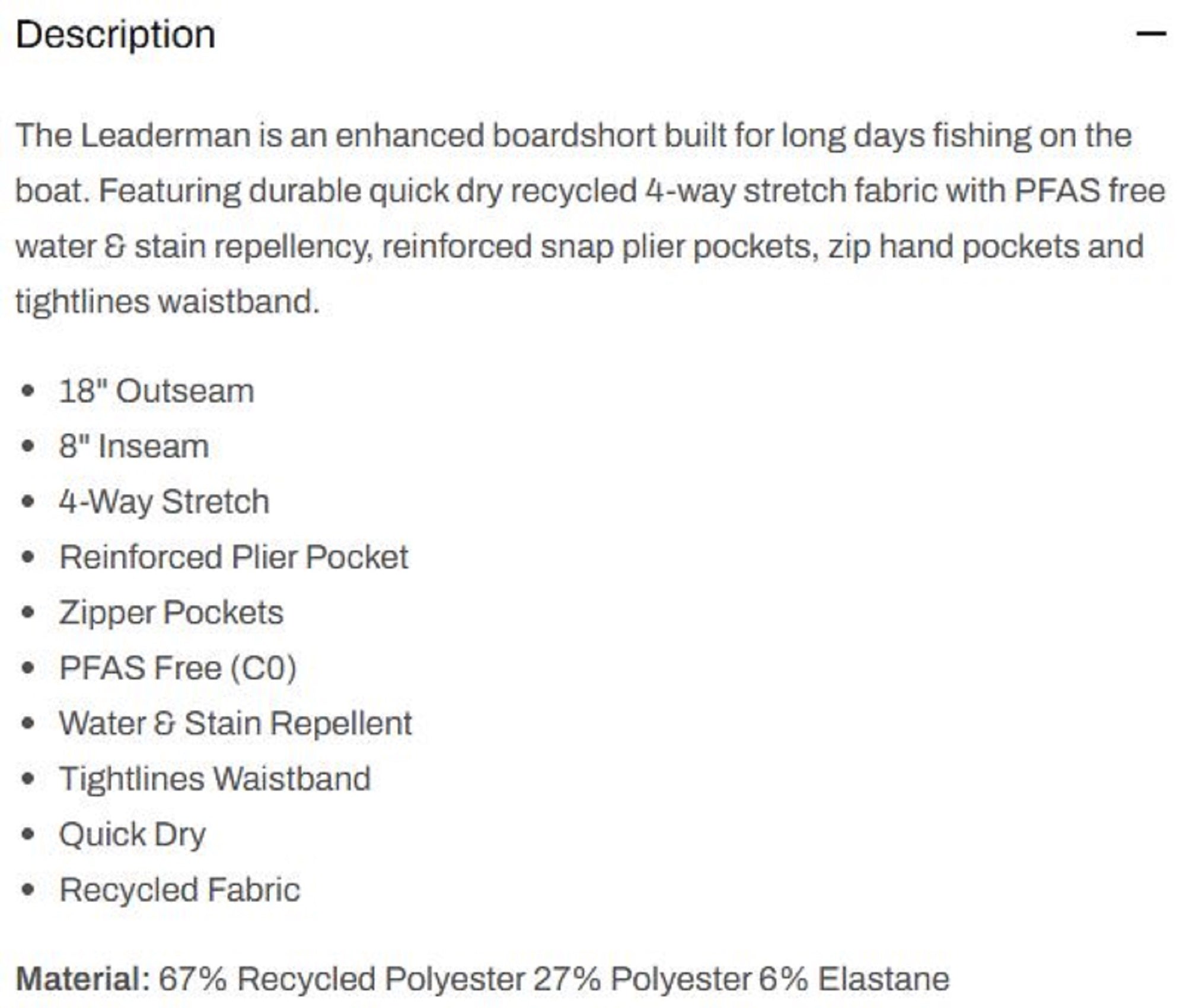 Pelagic 1001 Shorts Board Shorts 18 Inch Leaderman GRA Size 33 (8486)