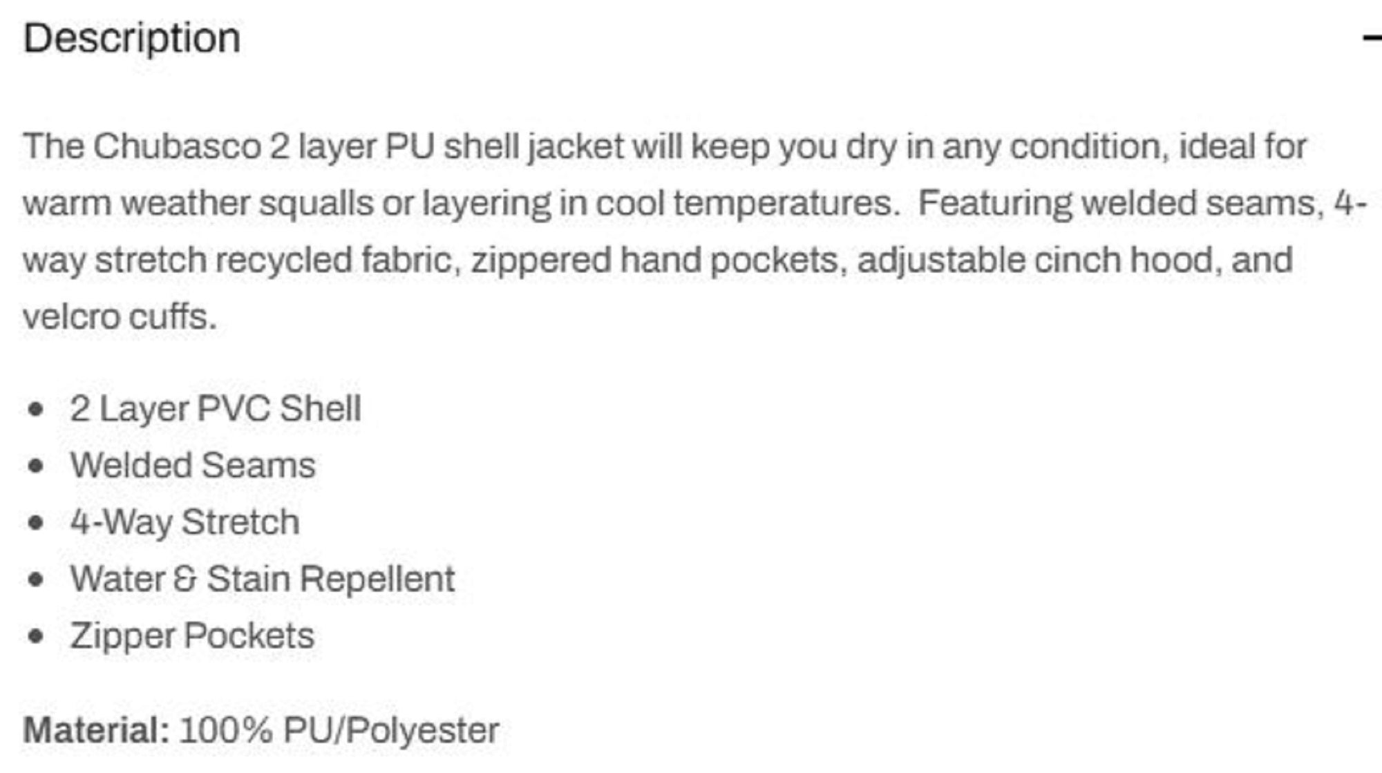 Pelagic 1051 Rain Jacket Chubasco Open Seas GRA Size M (3527)