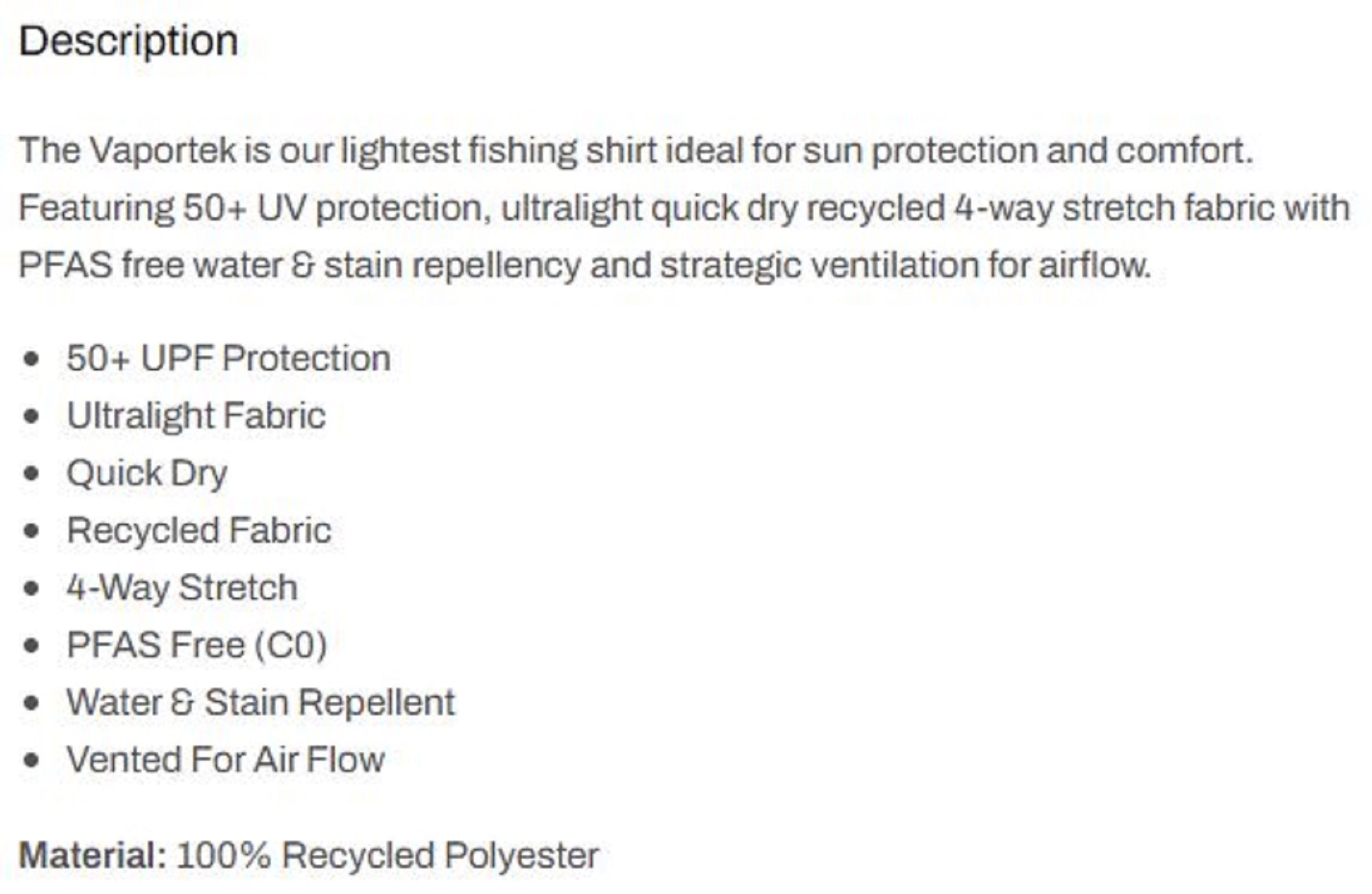 Pelagic 1015 Fishing Shirt Vaportek BFG Size XL (1287)