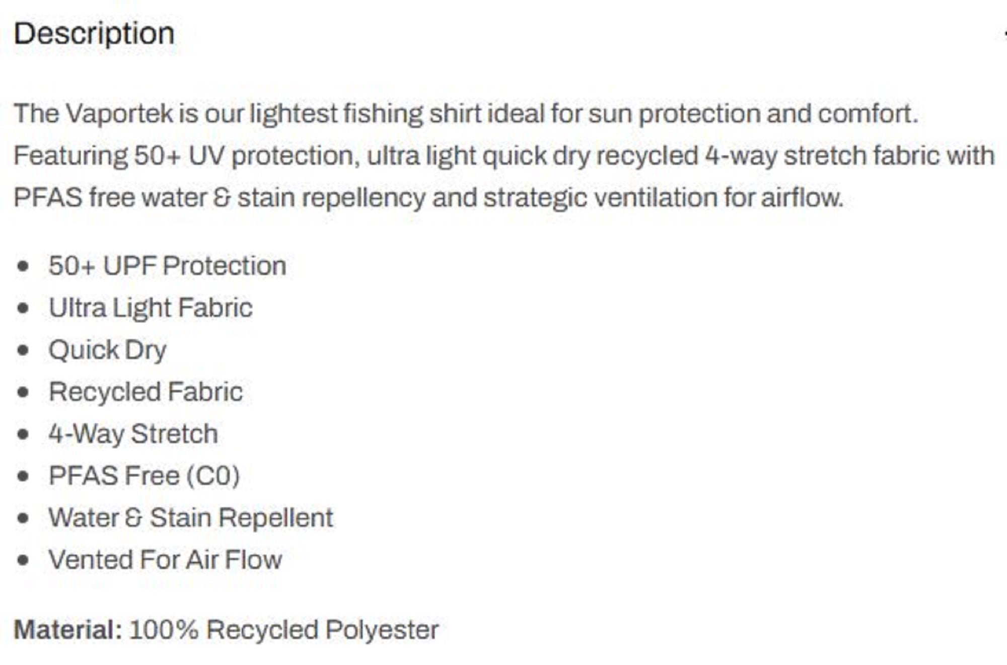 Pelagic 1015 Fishing Shirt Long Sleeve VaporTek Brush SLT Size S (8378)