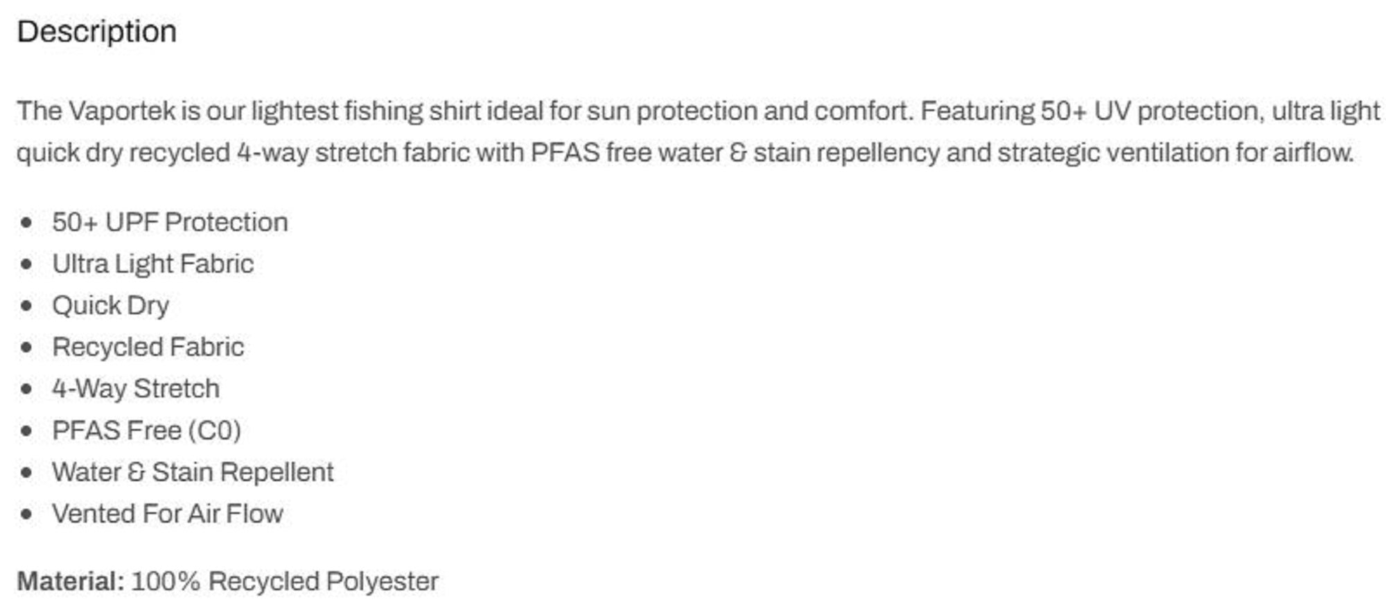 Pelagic 1015 Fishing Shirt Long Sleeve VaporTek Built GRY Size S (8613)