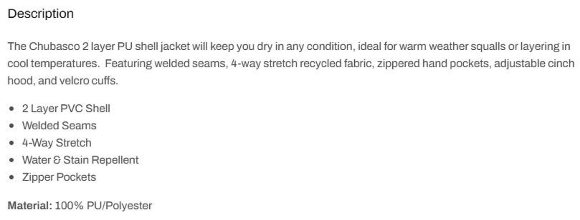 Pelagic 1051 Rain Jacket Chubasco Open Seas LGY Size M (2641)