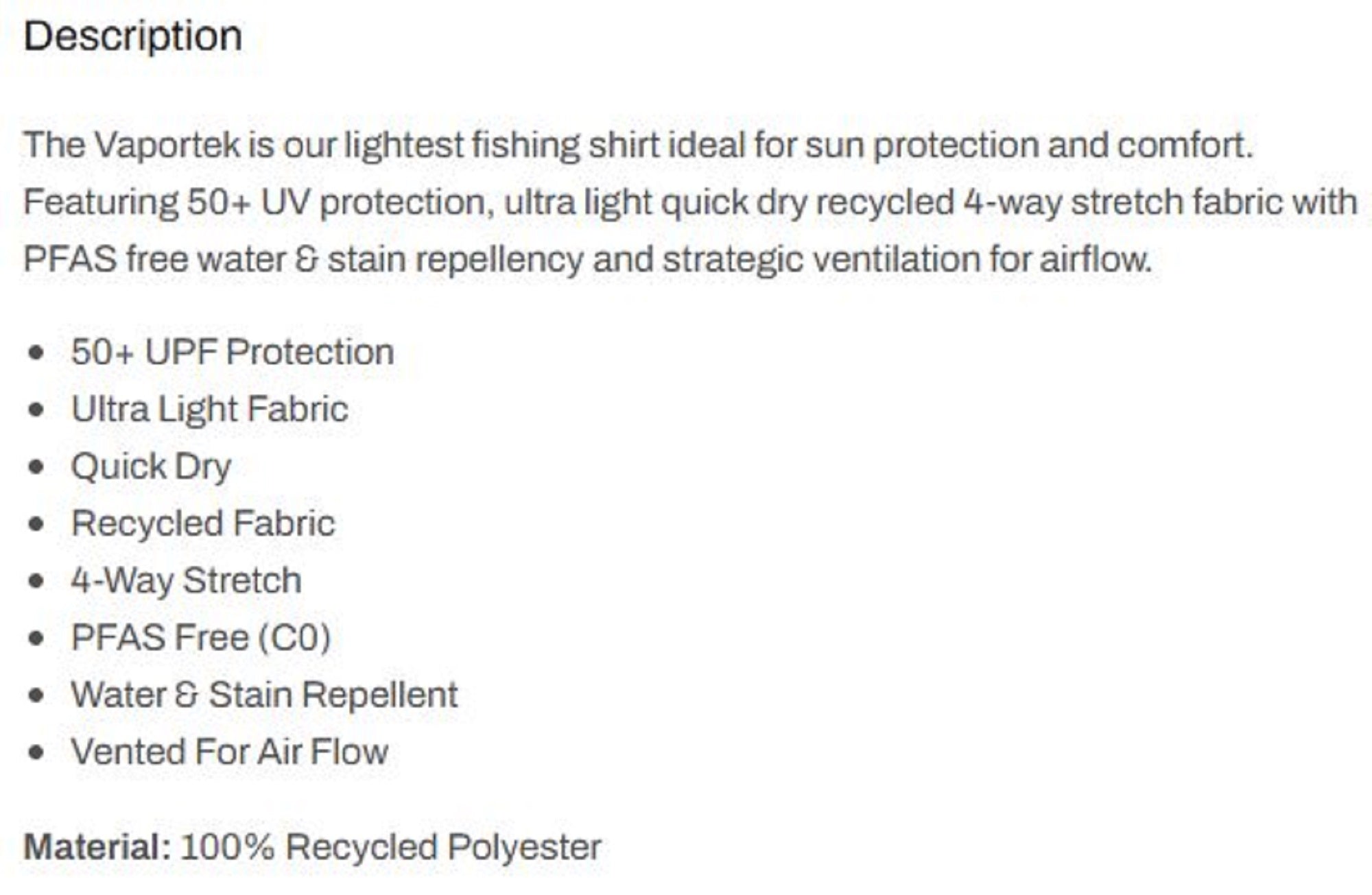 Pelagic 1015 Fishing Shirt Vaportek GRY Size XL (8551)