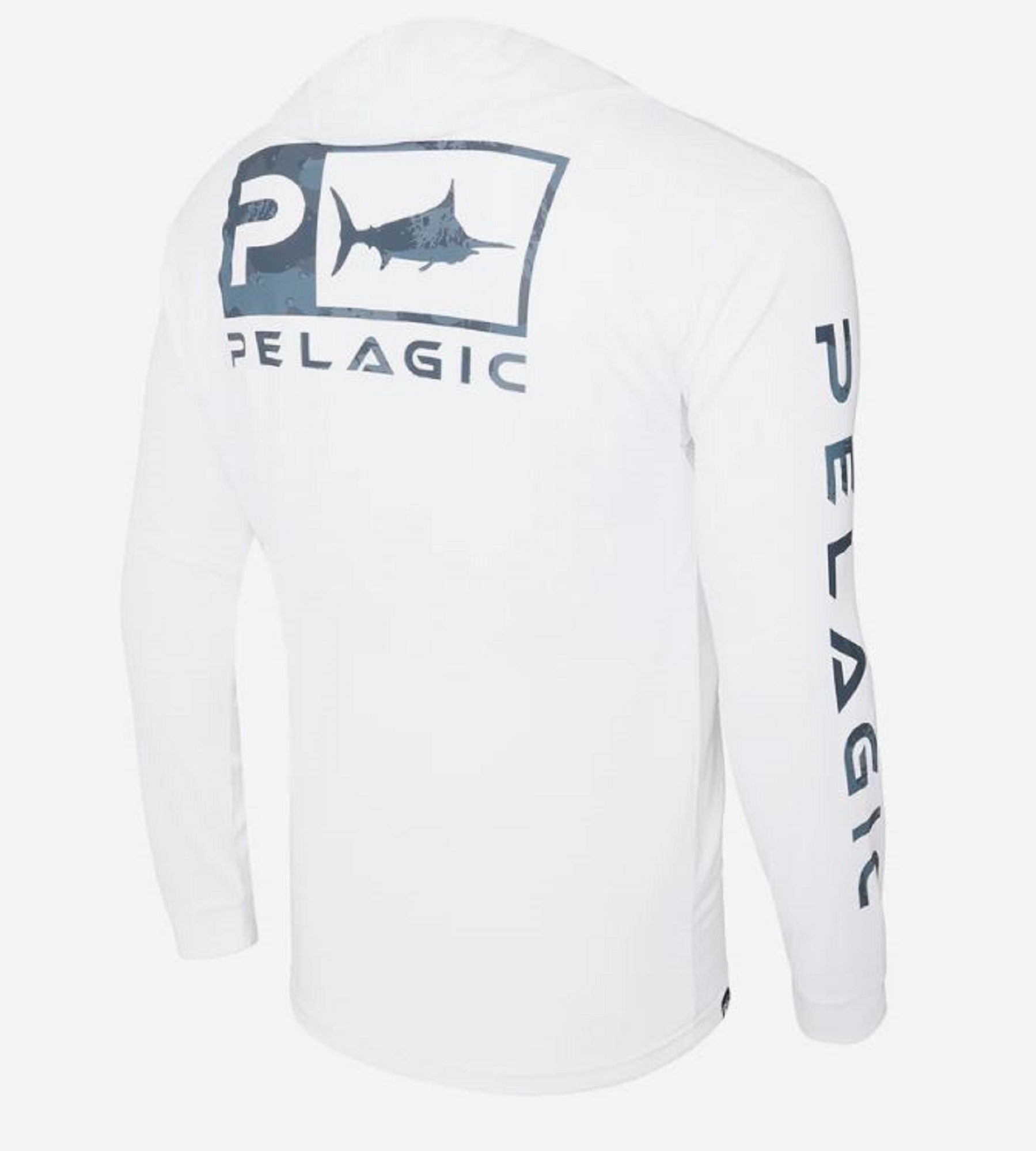 Pelagic 1015 Fishing Shirt Hooded AquaTek Icon Camo WHT Size S (4030)