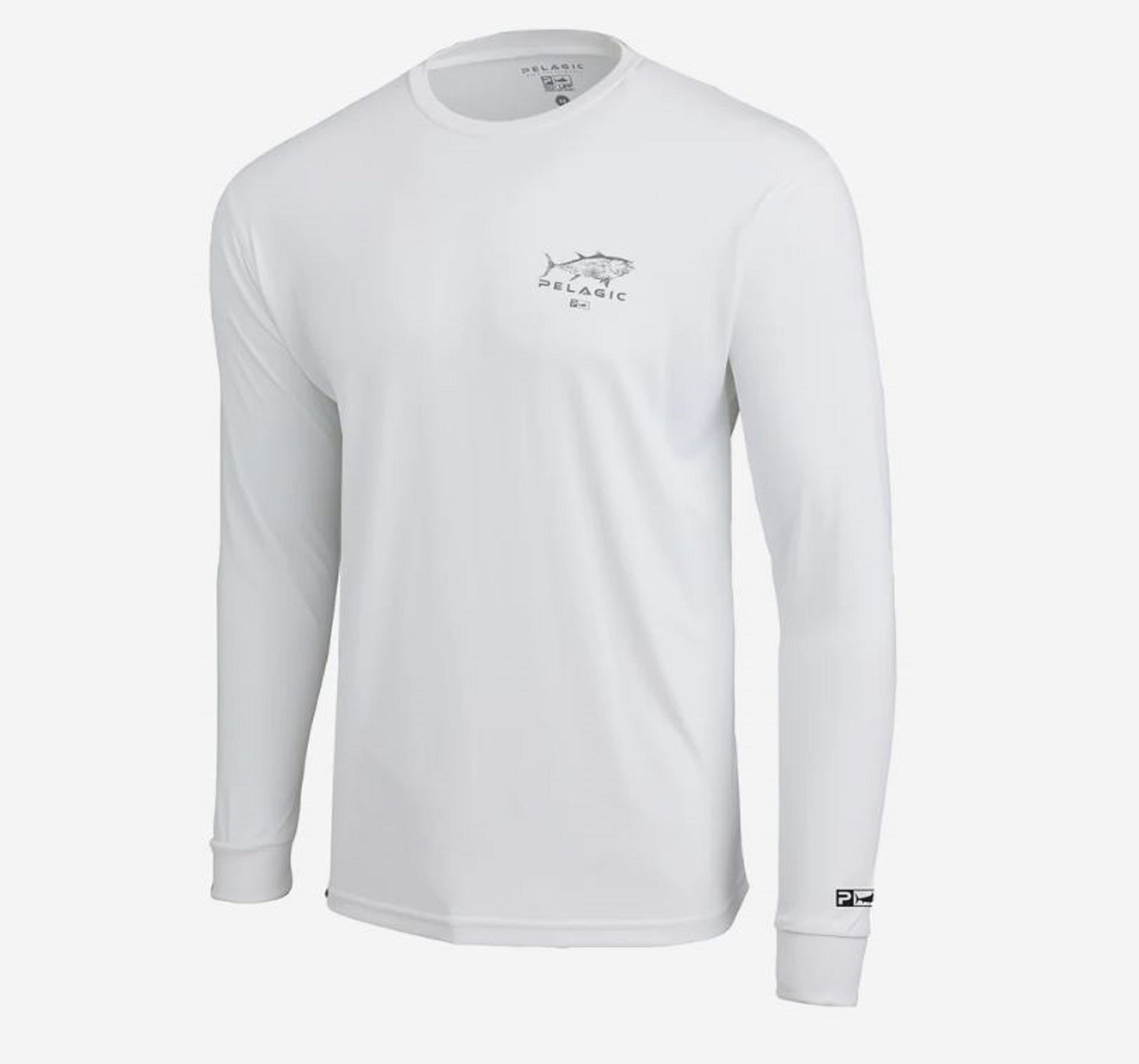 Pelagic 1015 Fishing Shirt Long Sleeve Aquatek Gyotaku WHT Size L (2348)