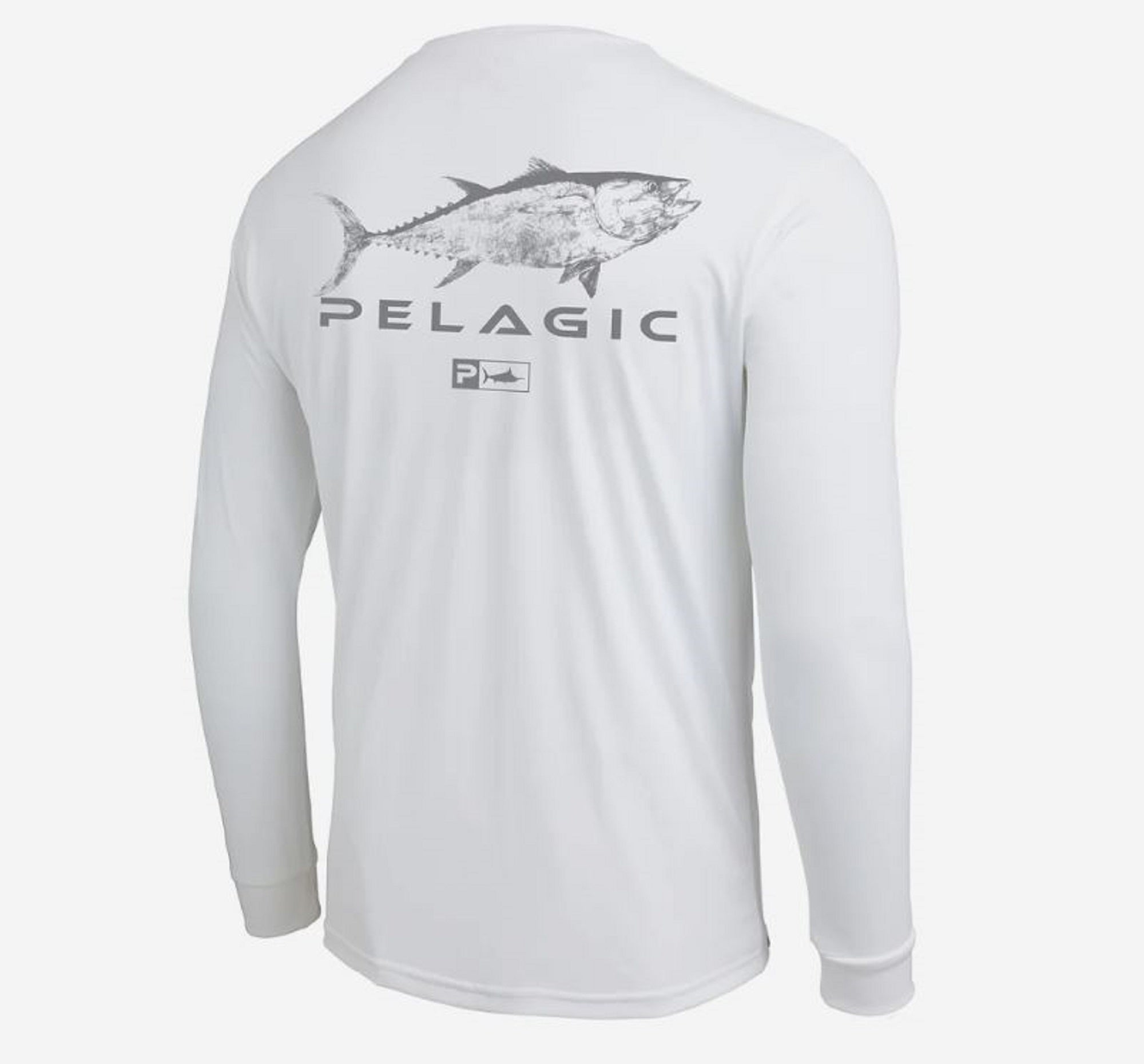 Pelagic 1015 Fishing Shirt Long Sleeve Aquatek Gyotaku WHT Size L (2348)