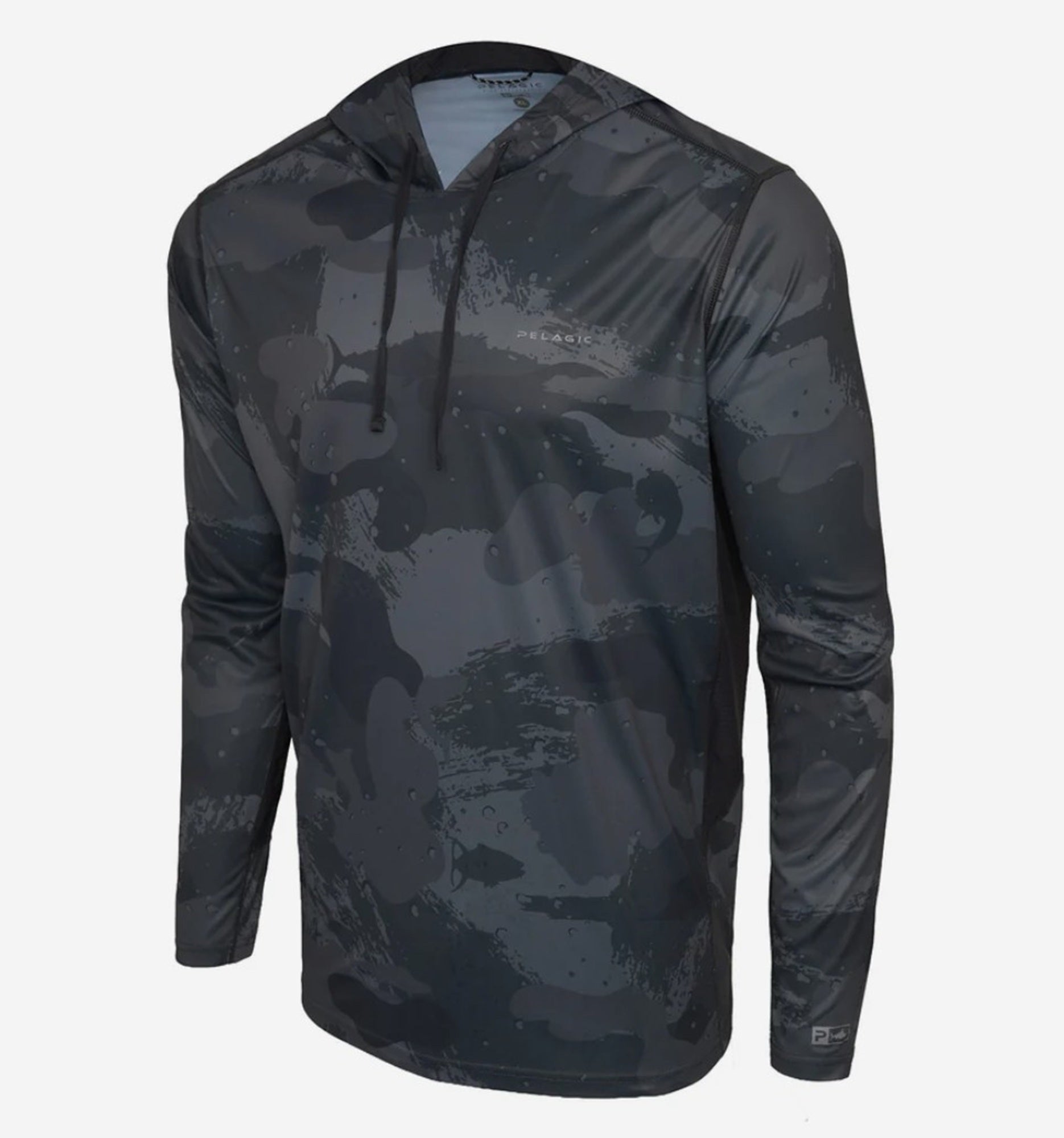 Pelagic 1015261014 Fishing Shirt VaporTek Hooded Brush Camo BLK L (7281)