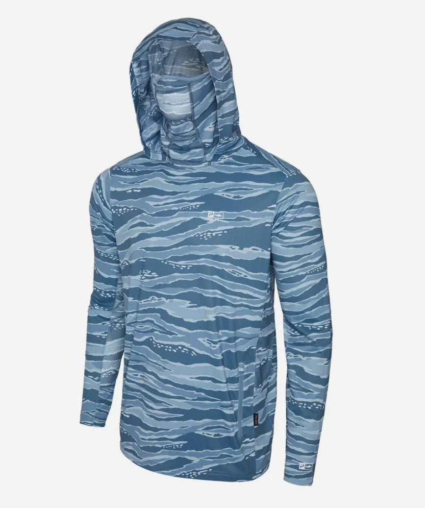 Pelagic 1015262004 Fishing Shirt Hooded ExoTech Wahoo Camo PET XL (7519)