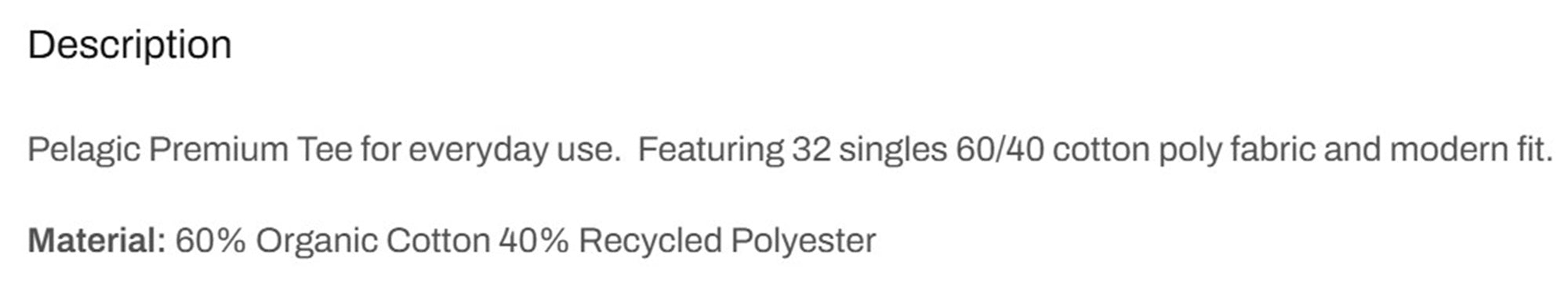 Pelagic 1171263001 Tee Shirt Premium Big Blue DNY Size S (0595)
