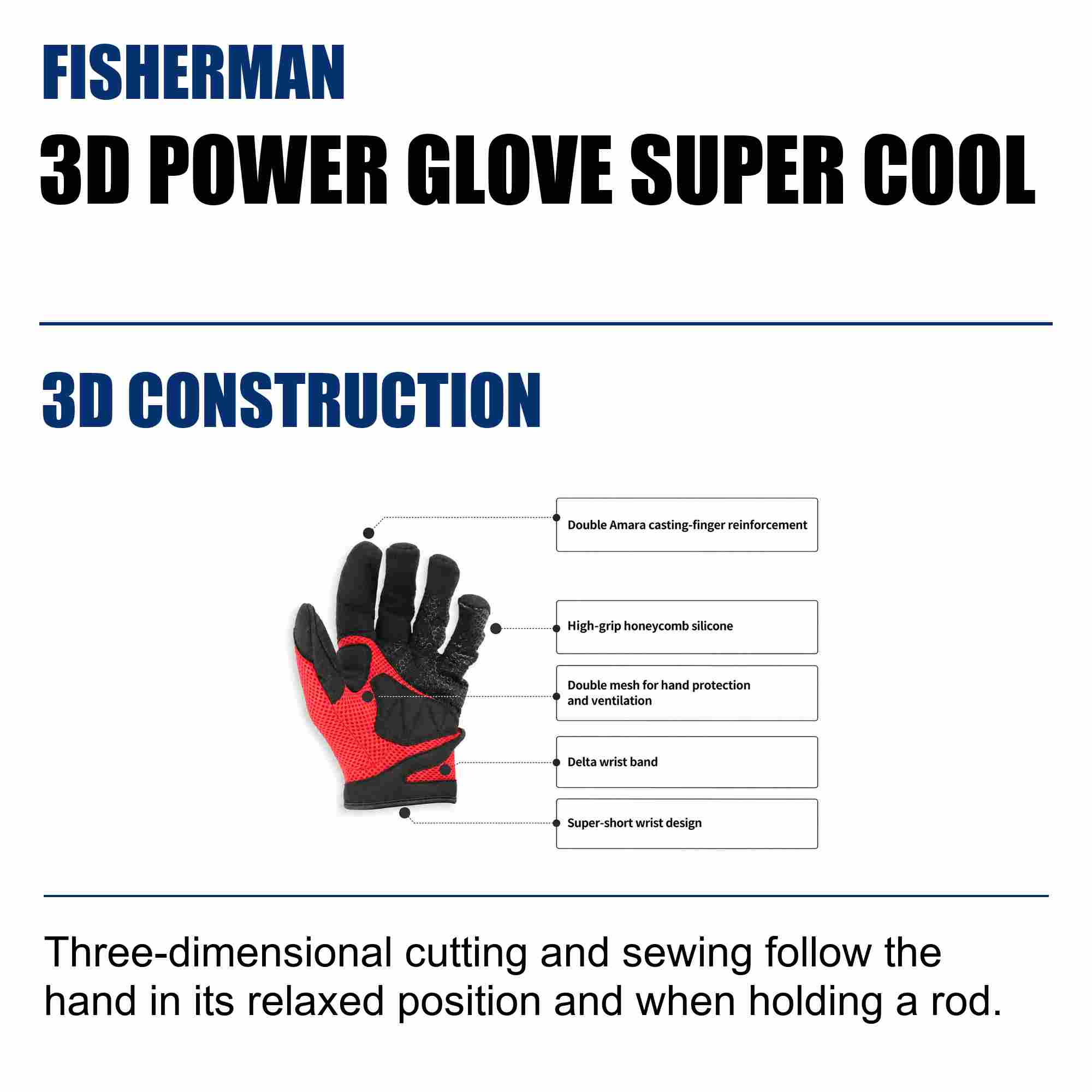 Fisherman Gloves 3D Super Cool Blue Size M (0342)