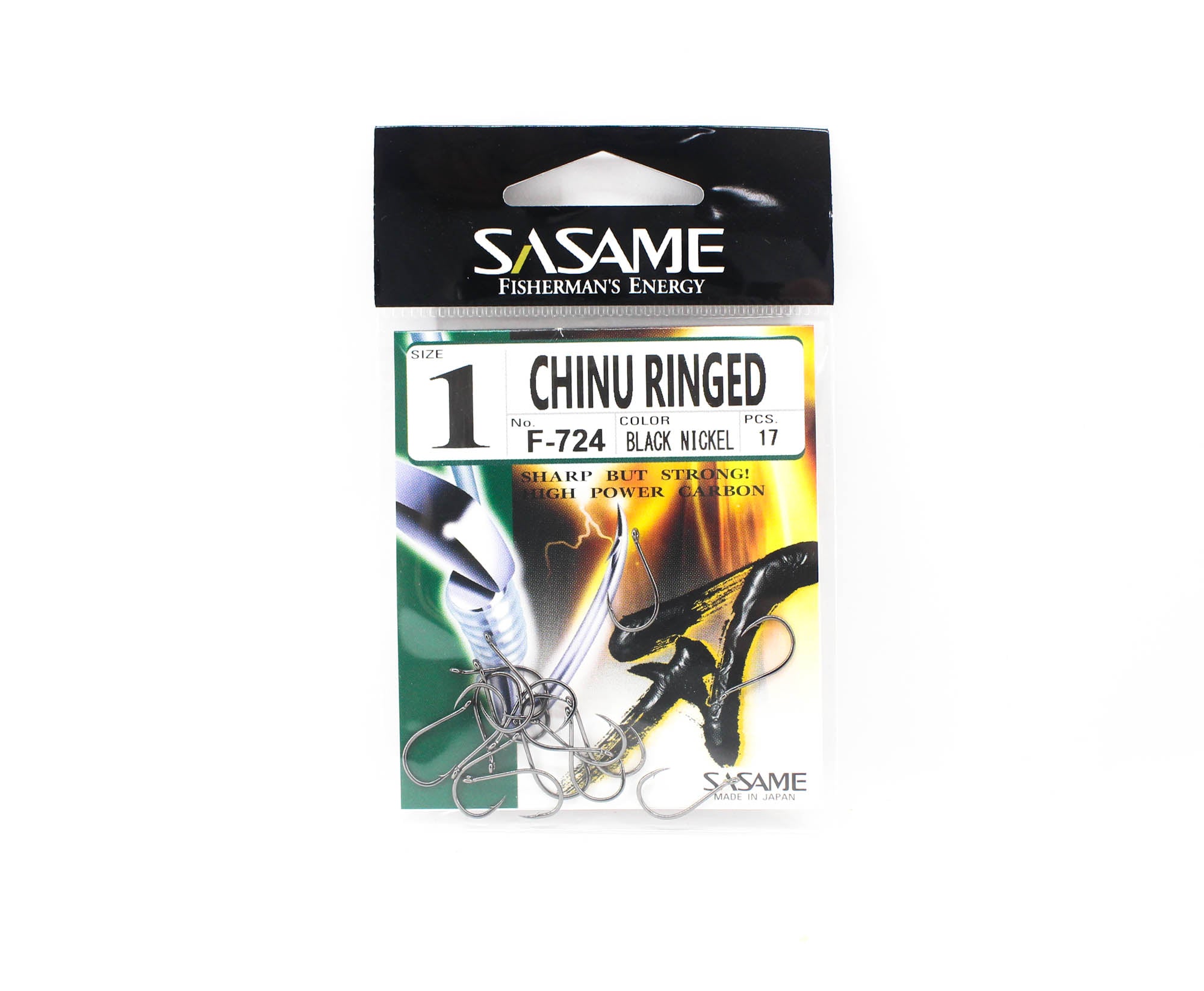 Sasame F-724A Chinu Ringed Offset Hook Black Size 1 (2100)