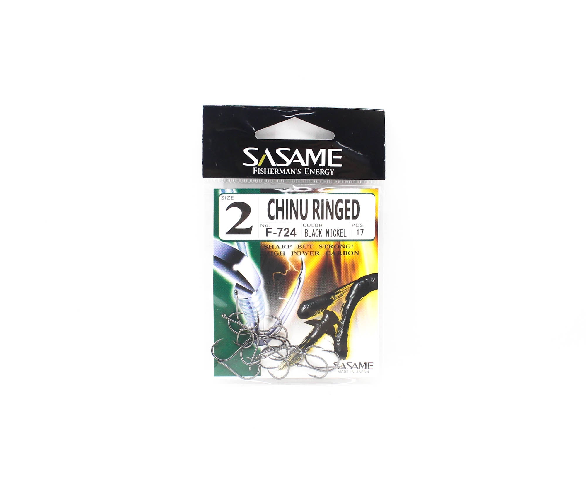 Sasame F-724A Chinu Ringed Offset Hook Black Size 2 (2101)