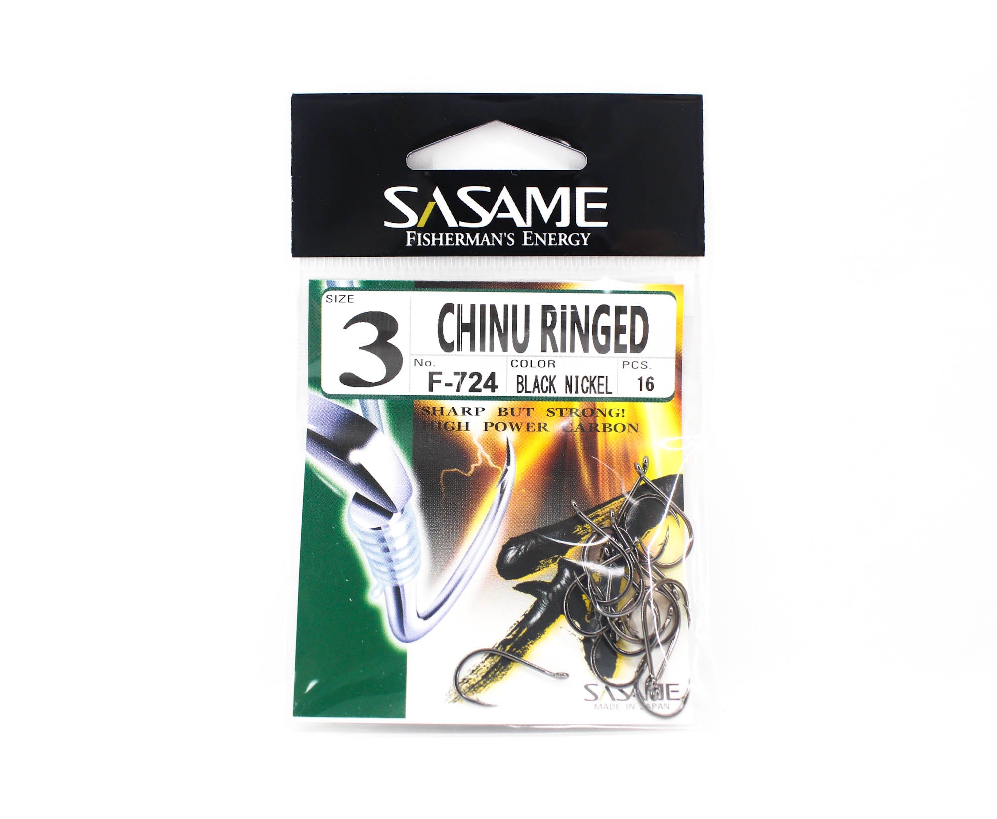 Sasame F-724A Chinu Ringed Offset Hook Black Size 3 (2102)