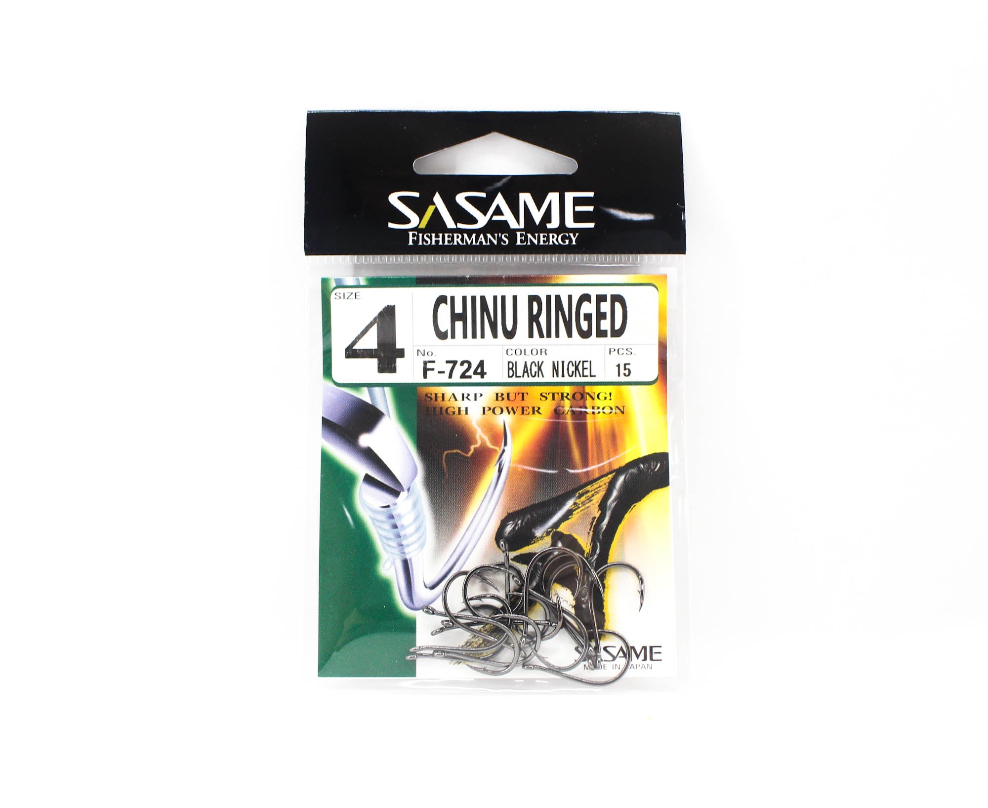 Sasame F-724A Chinu Ringed Offset Hook Black Size 4 (2103)