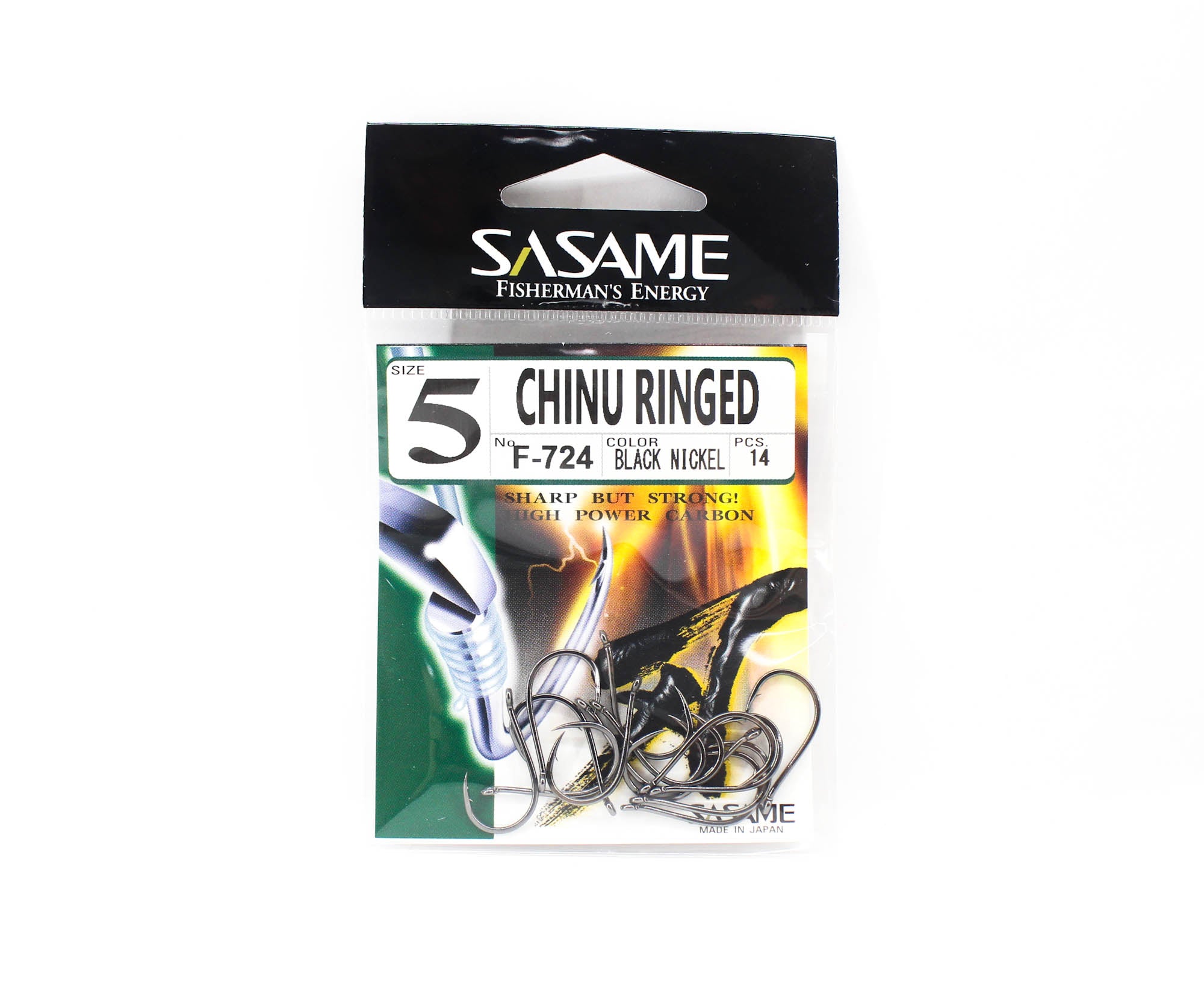 Sasame F-724A Chinu Ringed Offset Hook Black Size 5 (2104)