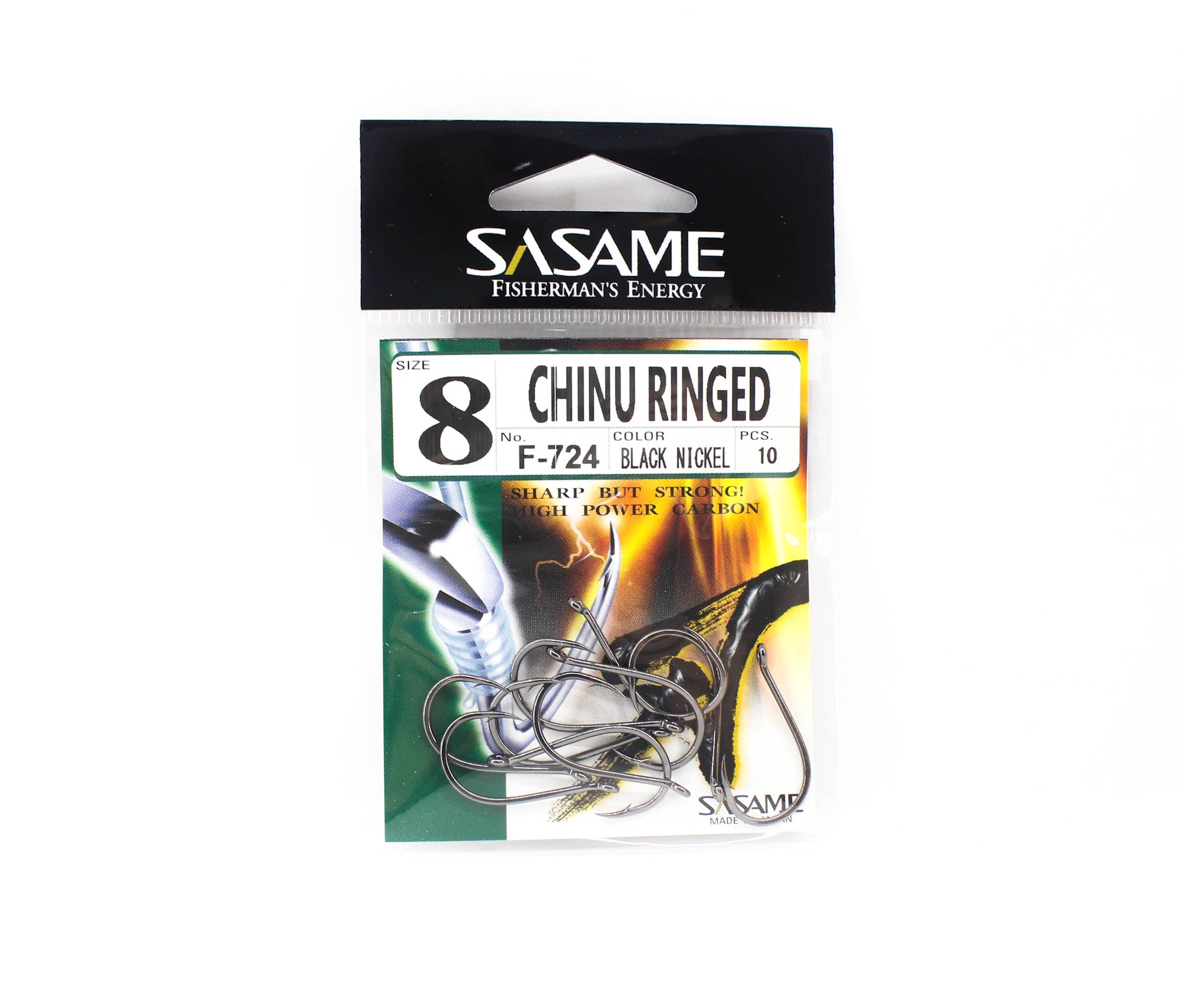 Sasame F-724A Chinu Ringed Offset Hook Black Size 8 (2107)