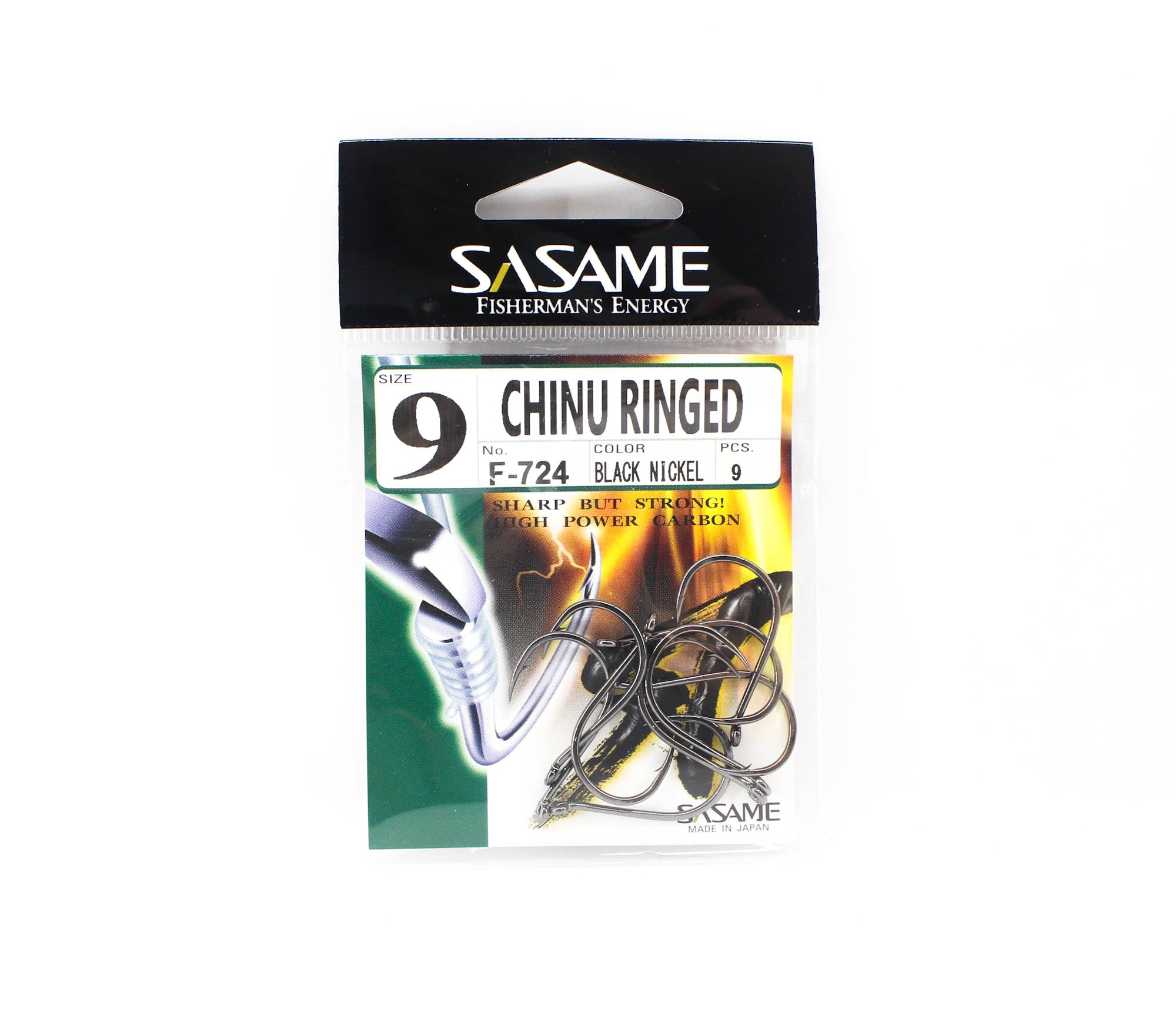 Sasame F-724A Chinu Ringed Offset Hook Black Size 9 (2108)