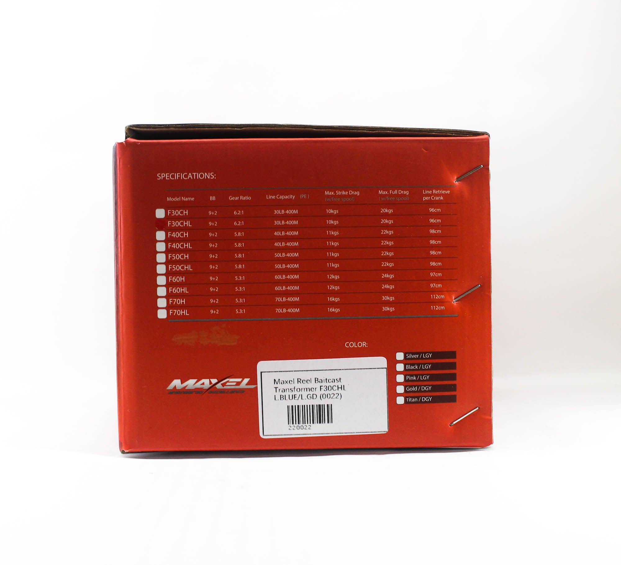 Maxel Reel Baitcast Transformer F30CHL L.BLUE/L.GD (0022)