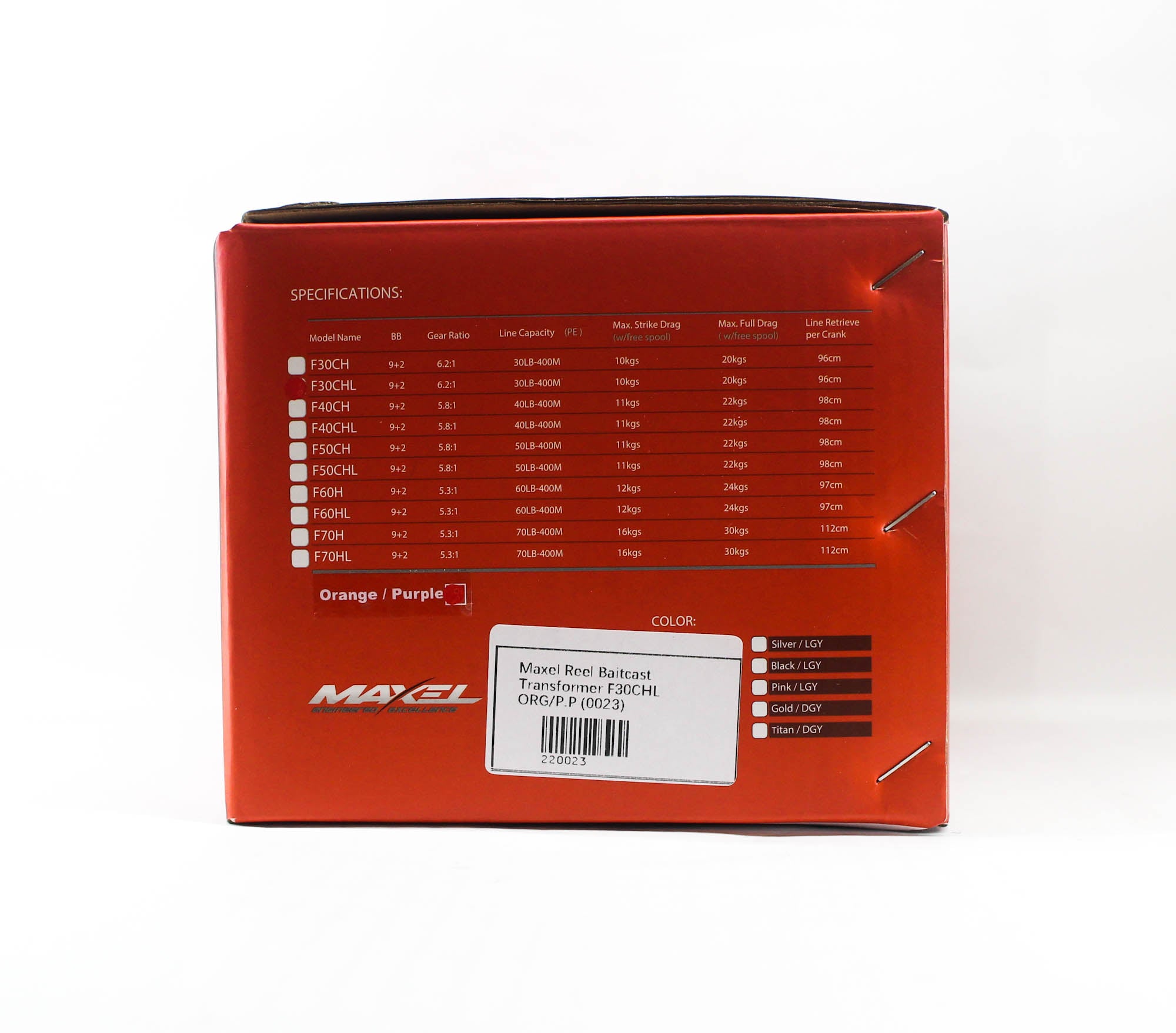 Maxel Reel Baitcast Transformer F30CHL ORG/P.P (0023)