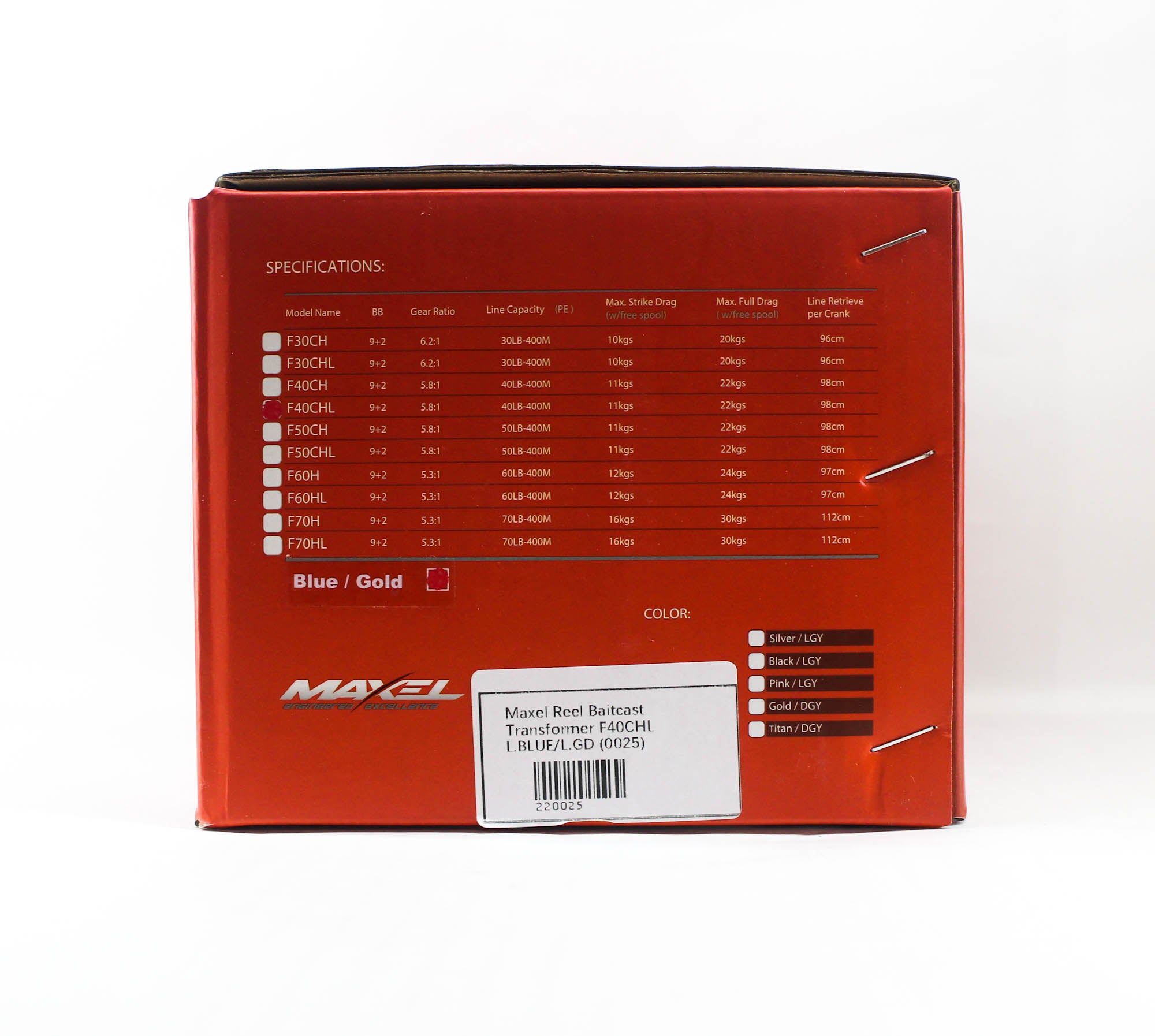 Maxel Reel Baitcast Transformer F40CHL L.BLUE/L.GD (0025)