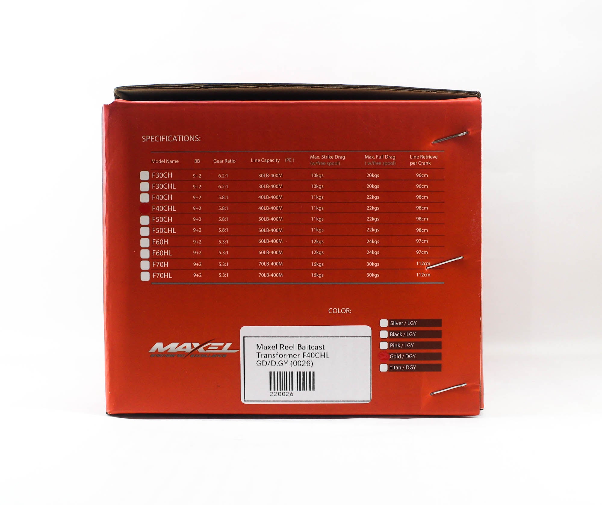 Maxel Reel Baitcast Transformer F40CHL GD/D.GY (0026)