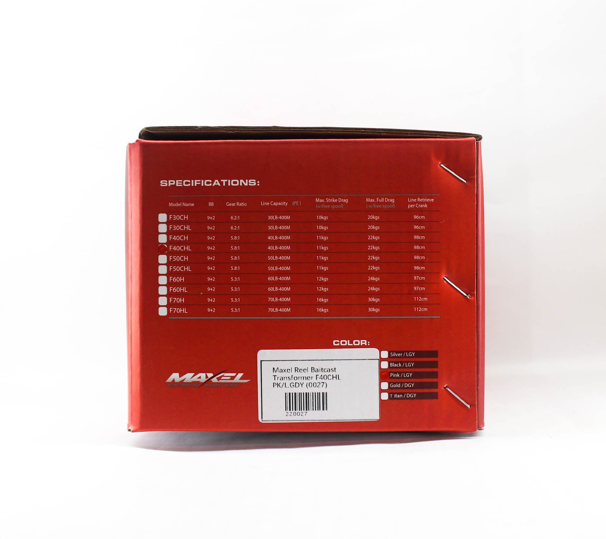Maxel Reel Baitcast Transformer F40CHL PK/L.GDY (0027)