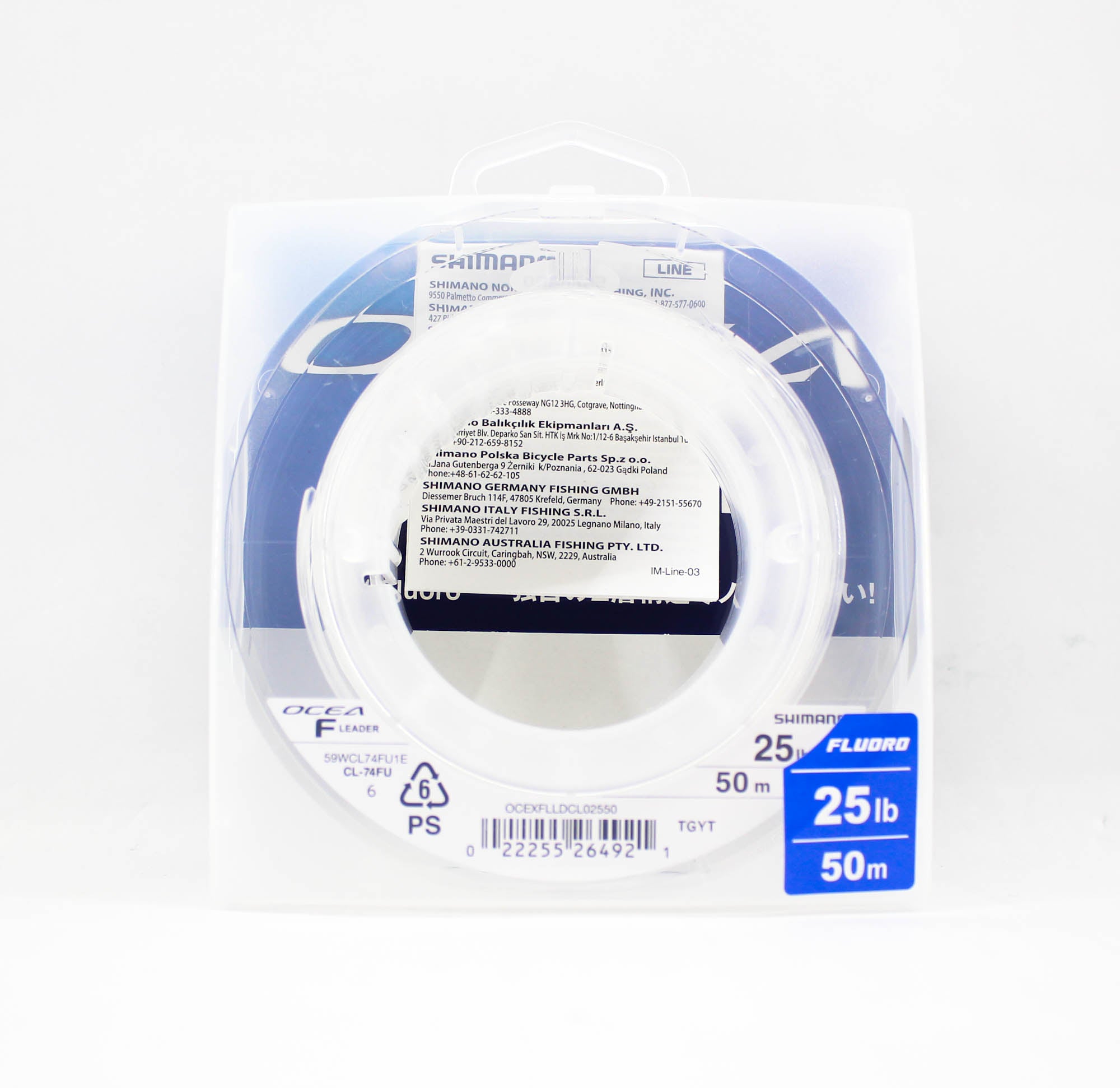 Shimano CL-74FU Ocea F EX Fluorocarbon Leader Line 50m 25lb (4921)
